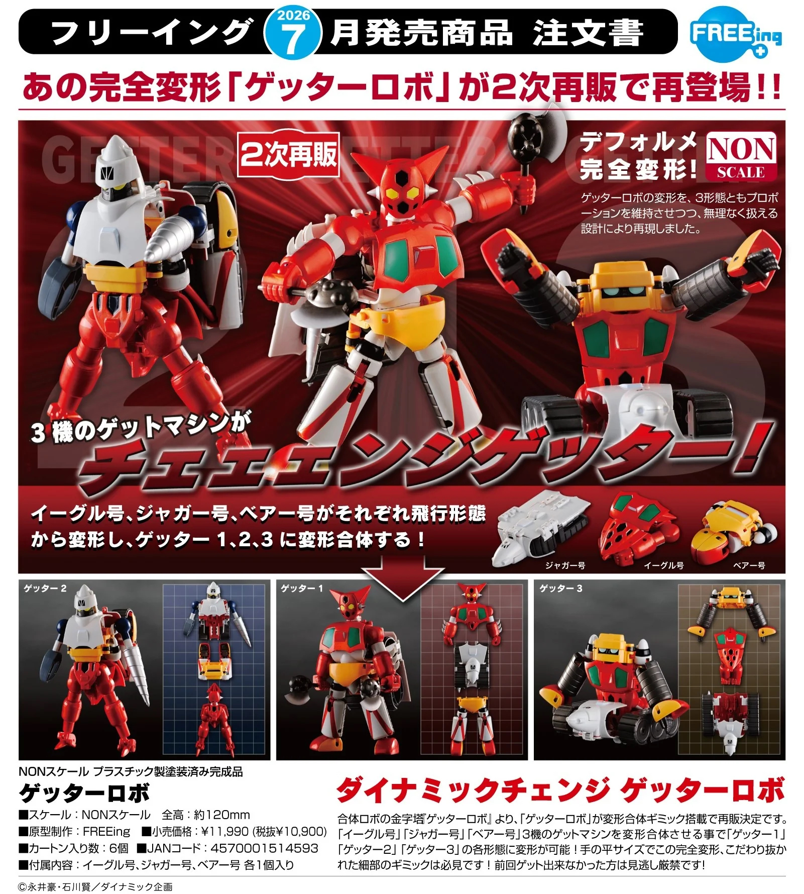 🧲預訂26年7月：FREEing -《三一萬能俠》Dynamic Change 三一萬能俠 （再販）figure