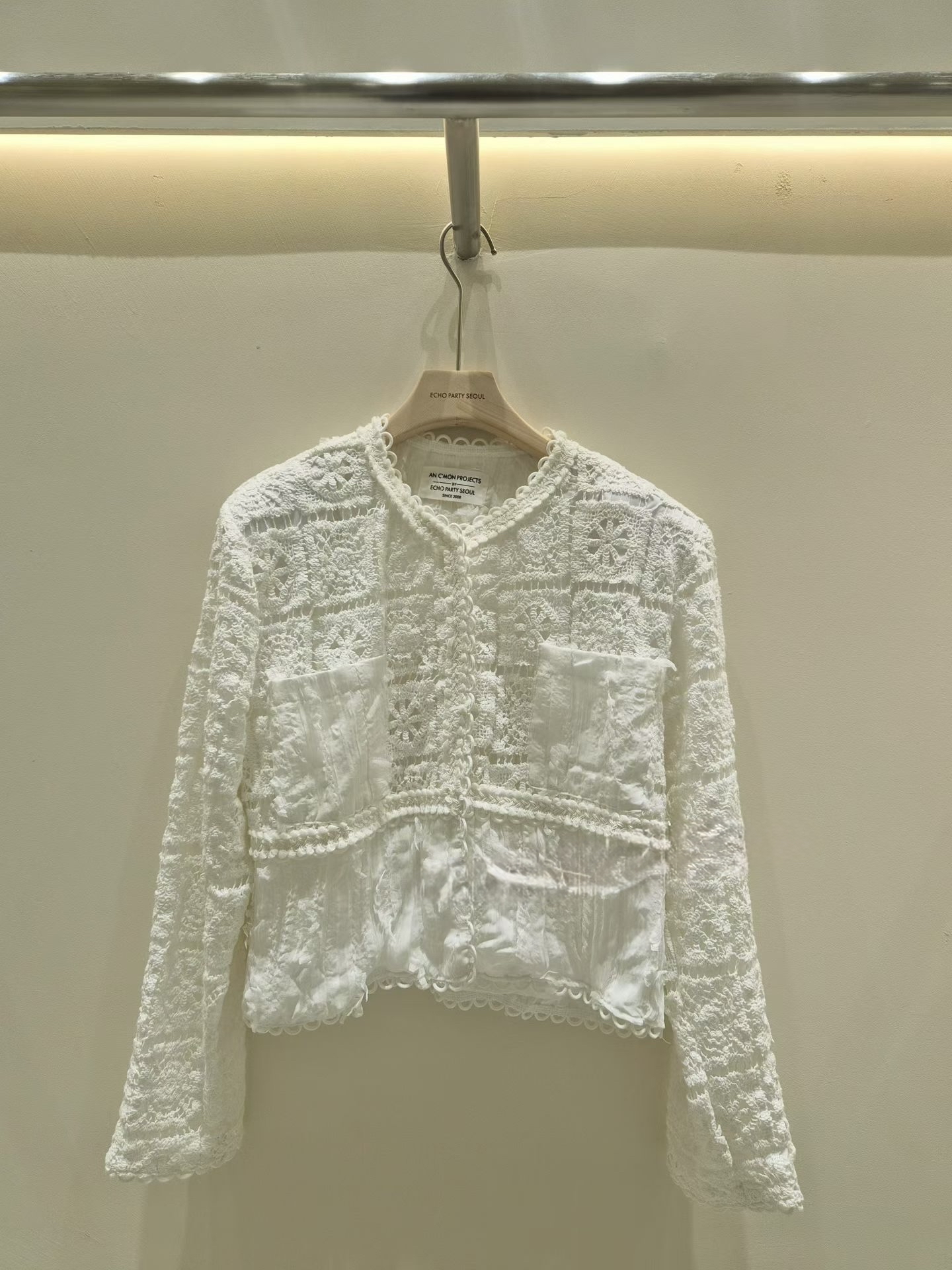 EC14 法式雙袋小香風勾花Cardigan