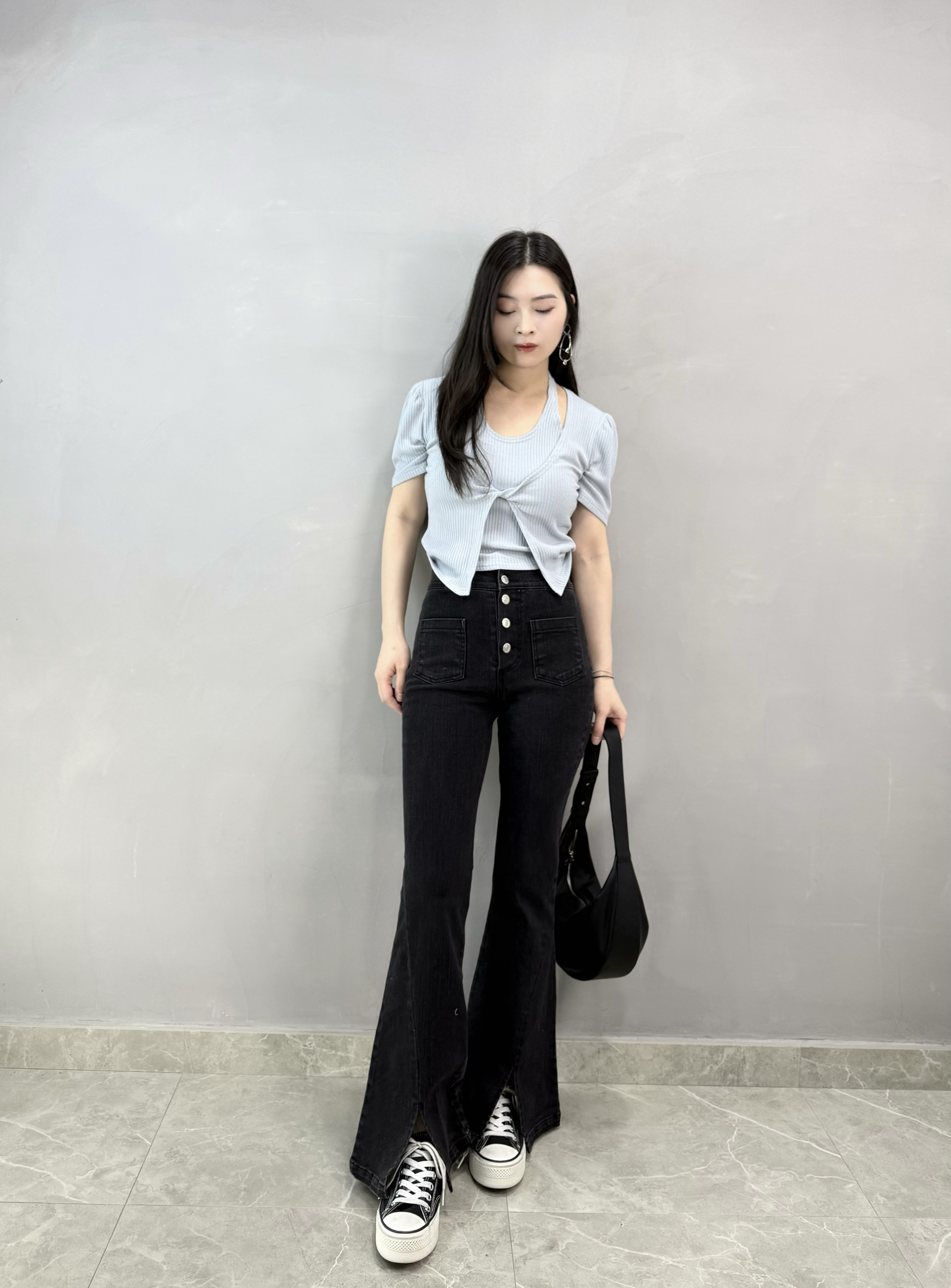 J83 扭結暗紋假兩件Top