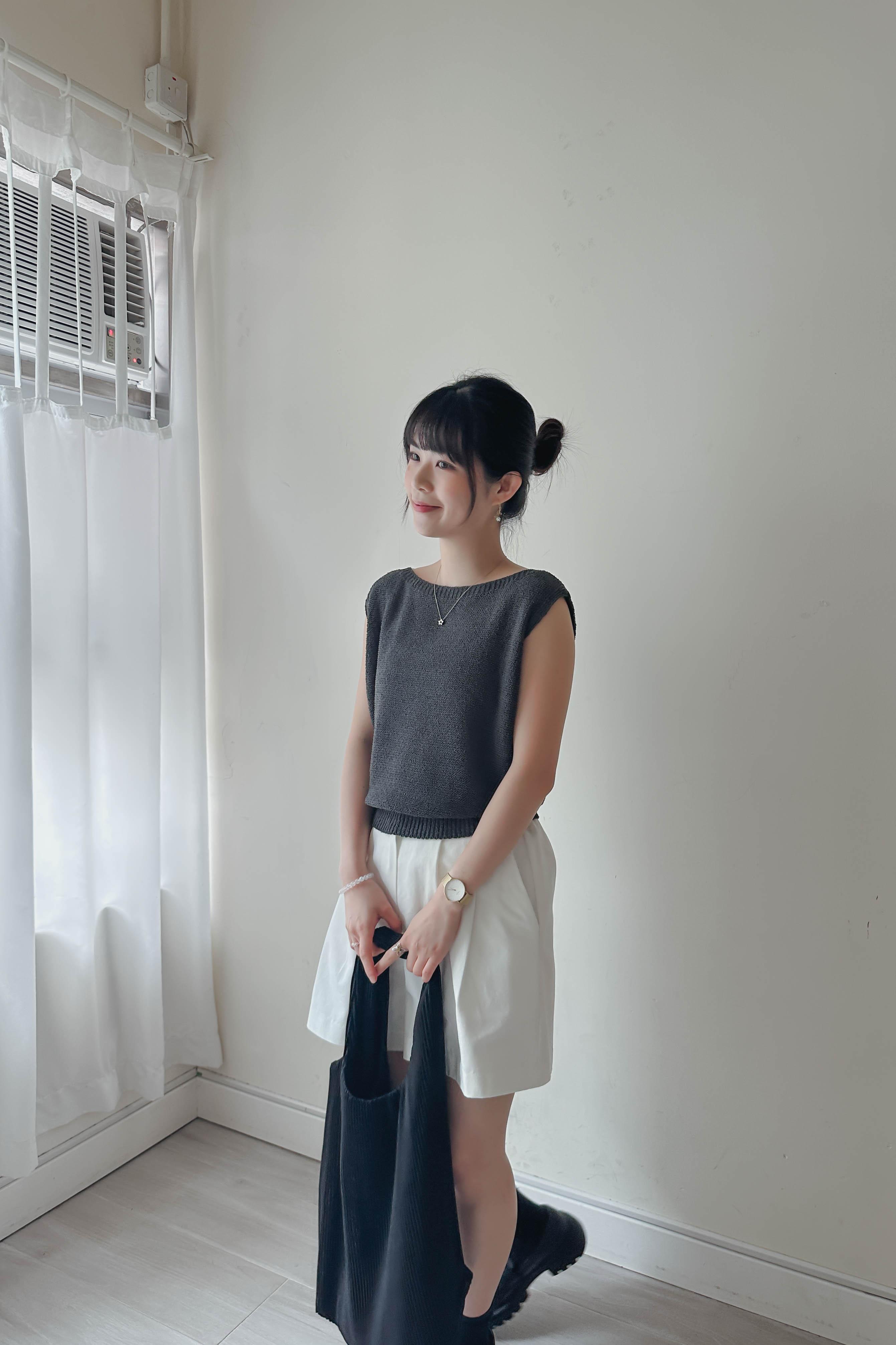 [顯瘦!] 船領針織短背心 (四色)