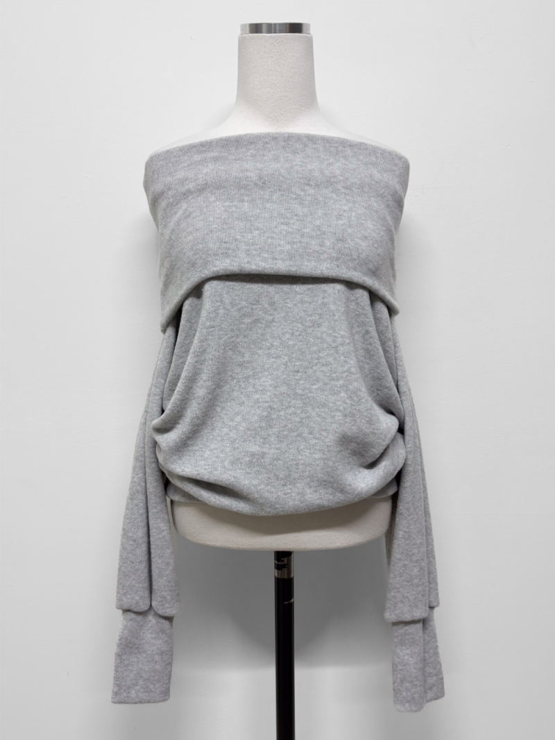 Soft Foldover Off-Shoulder Knit Top