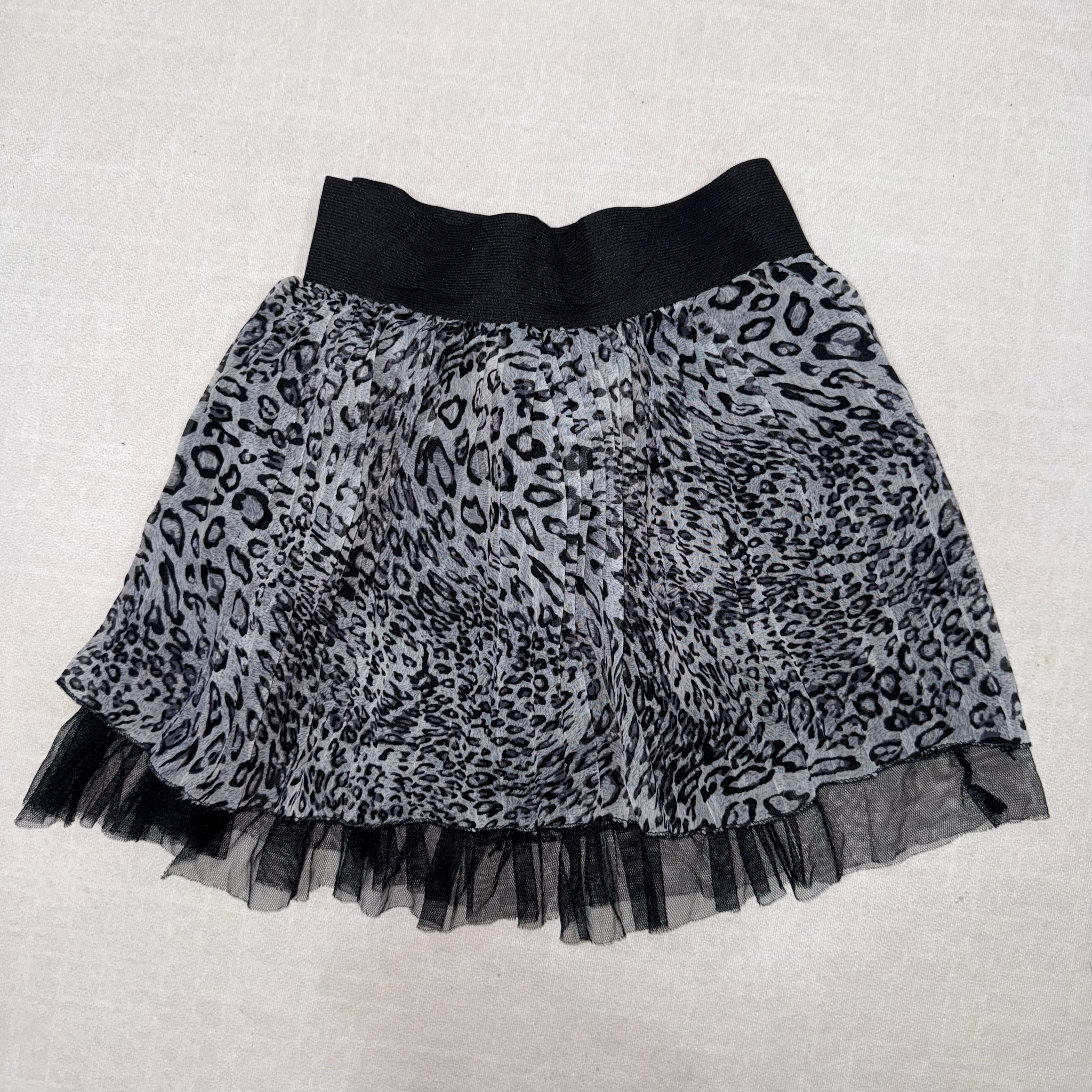 Tulle Trim Leopard Skirt