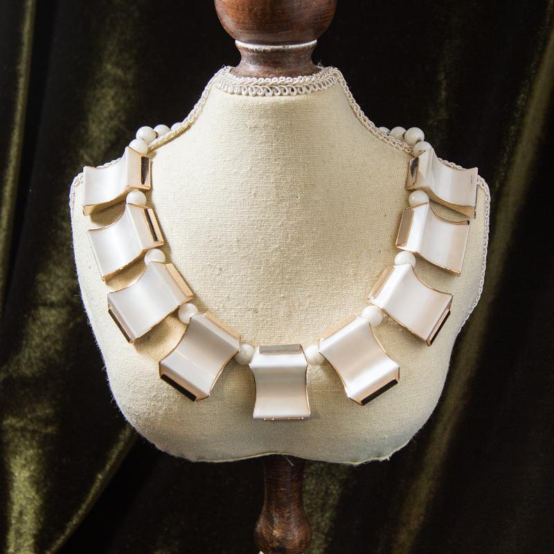 Vintage c.a. 1960s New Old Stock West Germany Clip Earrings & Necklace Set (AC052)