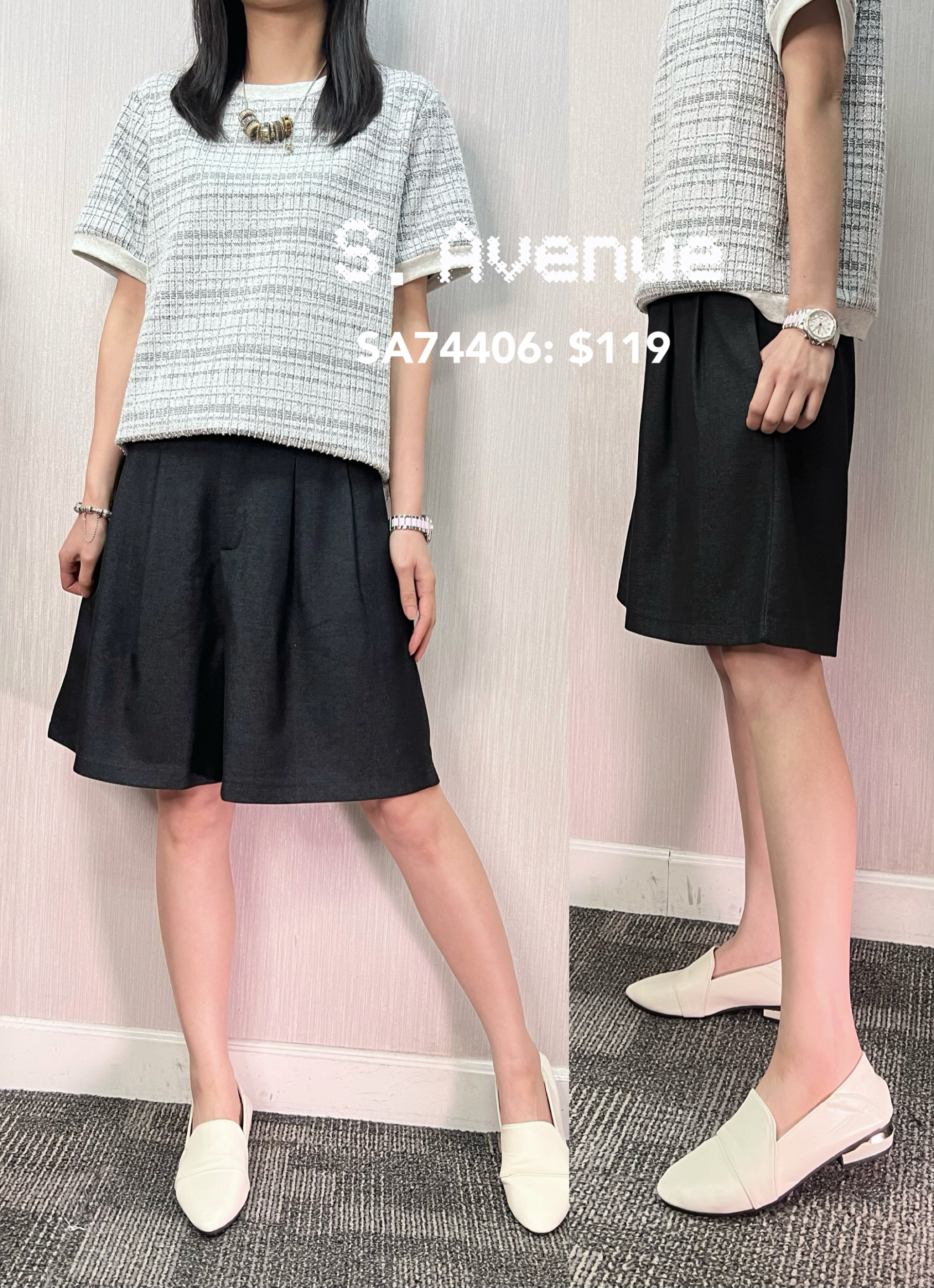 SA74406: 後橡筋腰前有鈕有拉錬有撍及膝褲