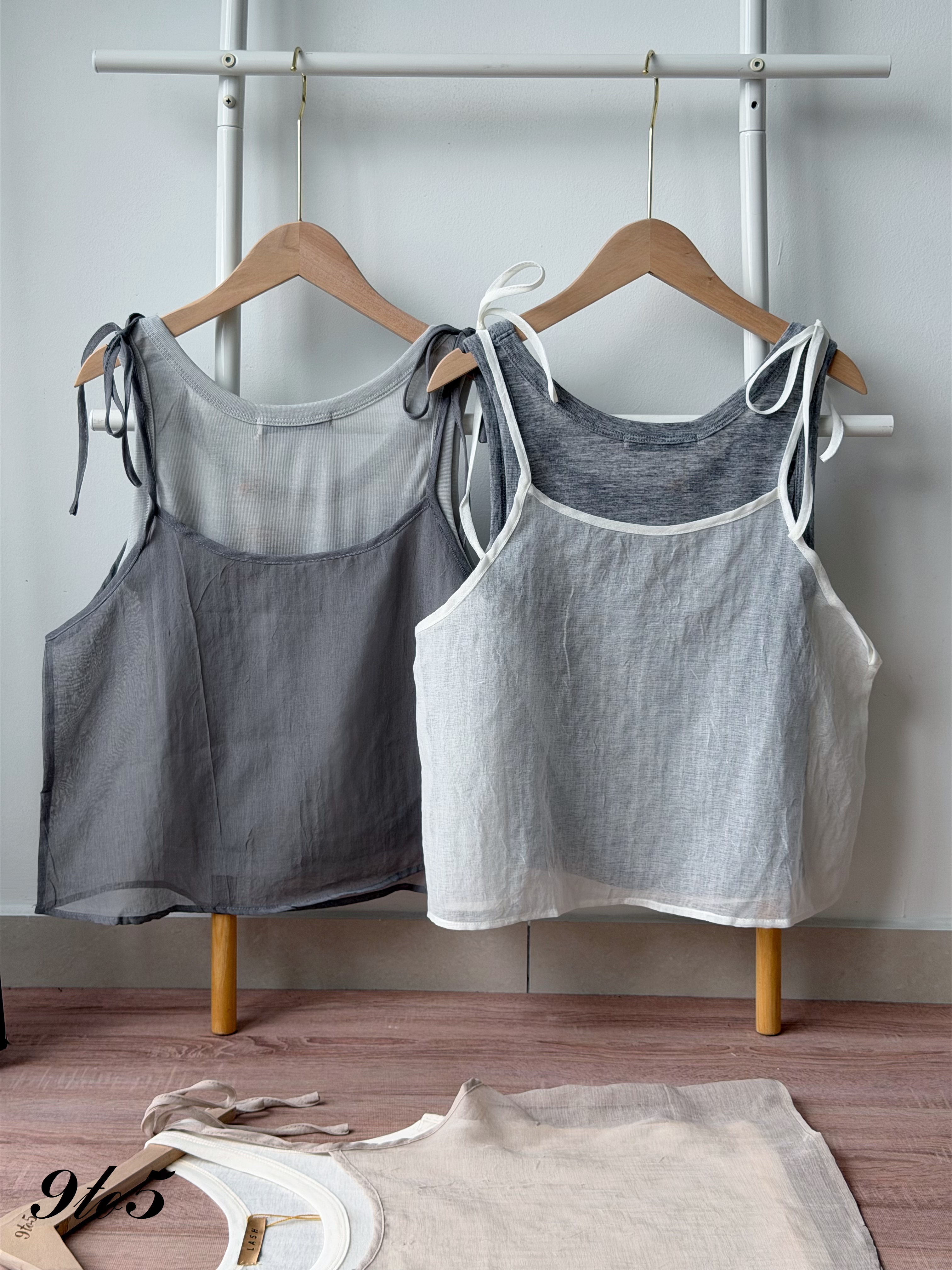 T4544 Two-Pieces Layered Tie-Strap Top - 3 Colors 