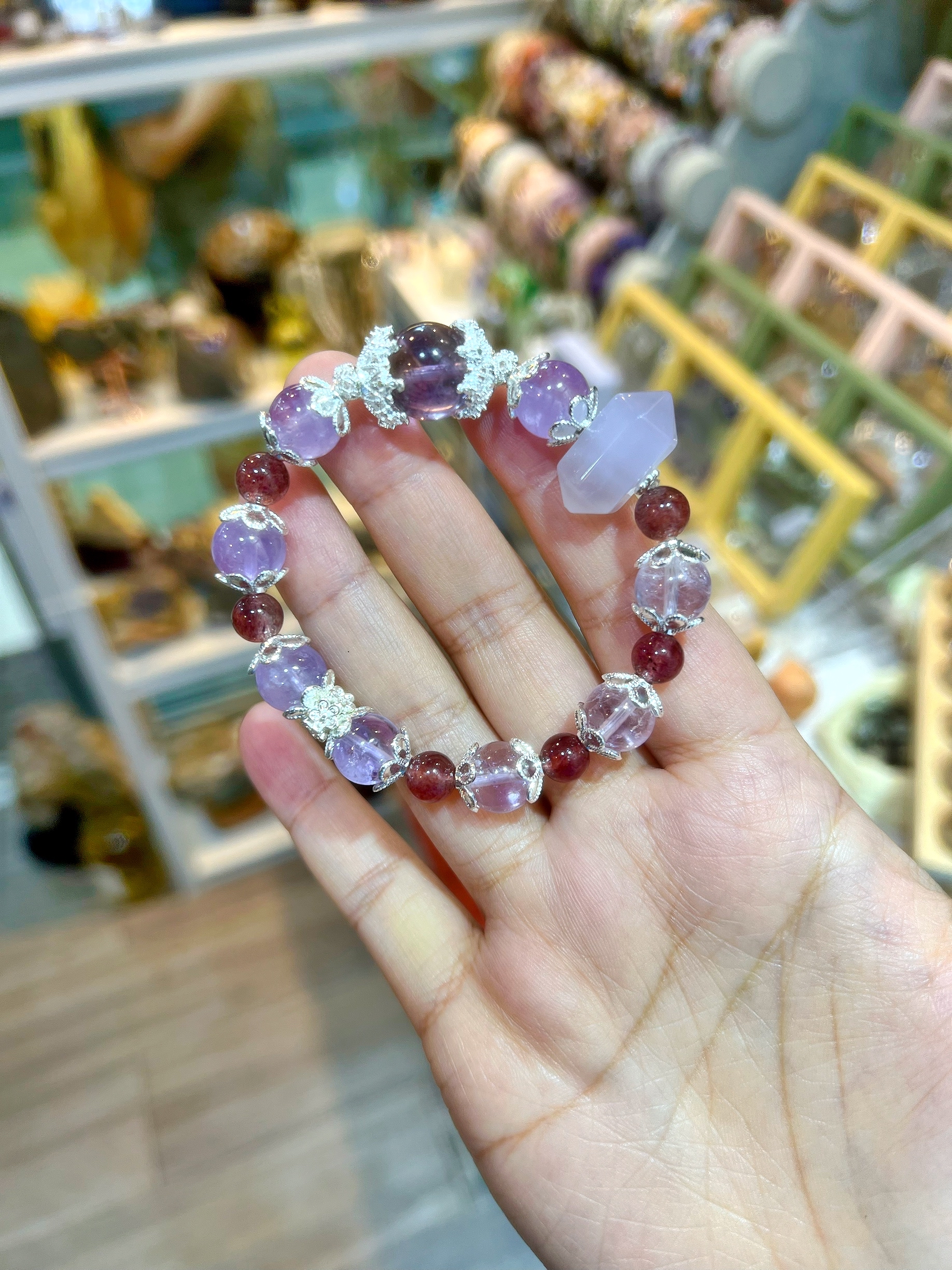 紫水晶+血紅草莓晶