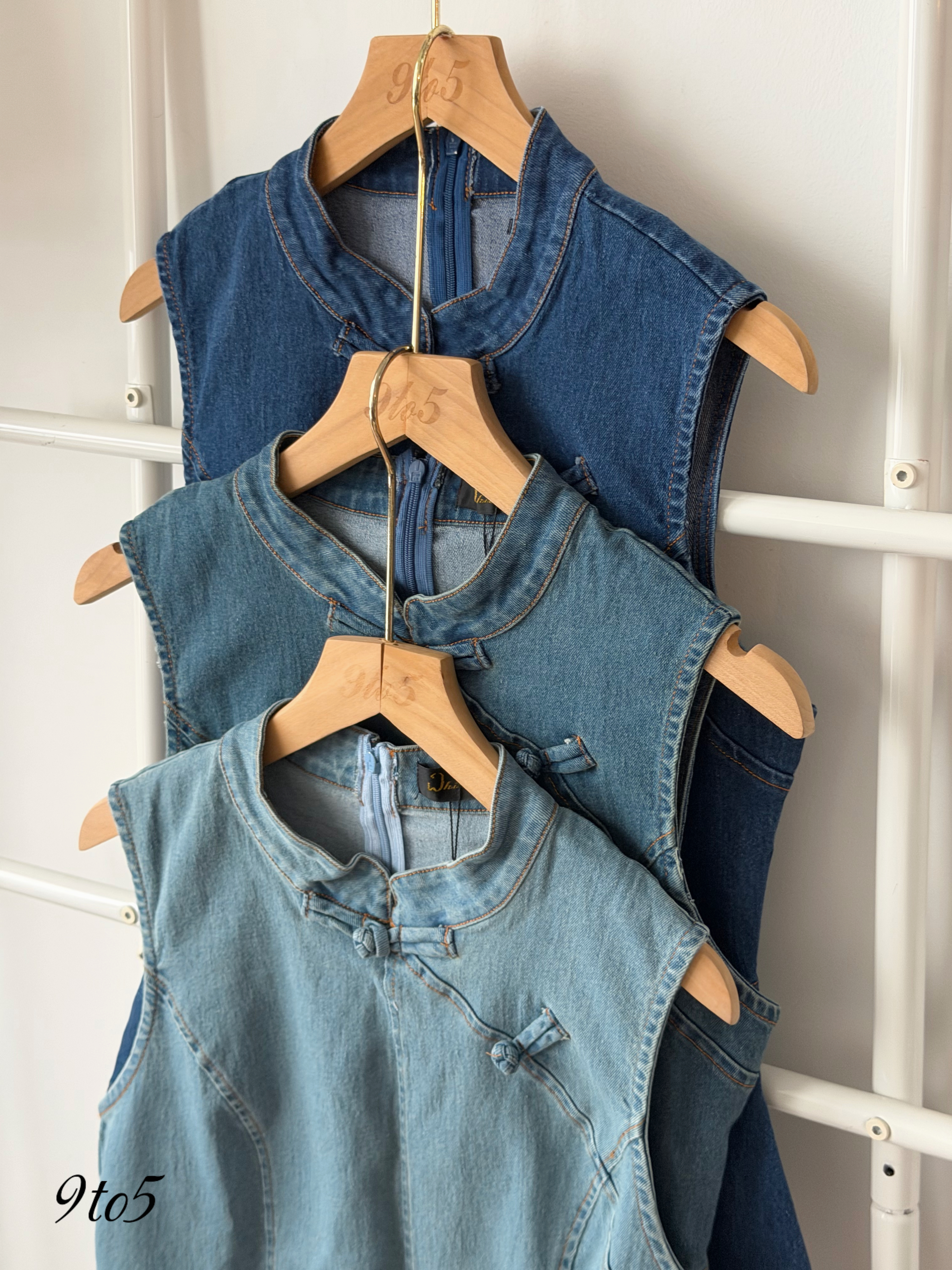 T4506 CNY sleeveless denim top - 3 shades