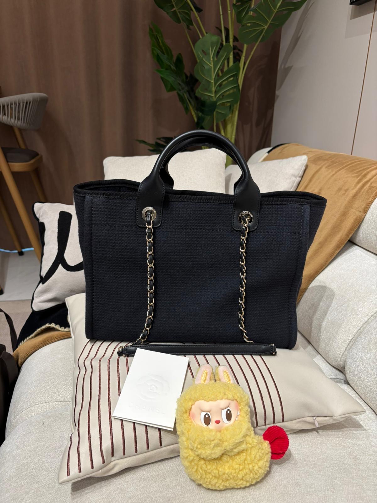 Chanel Deauville Tote Bag Black 100%Authentic, 98%New ✅專門店收據✅晶片✅Dust bag