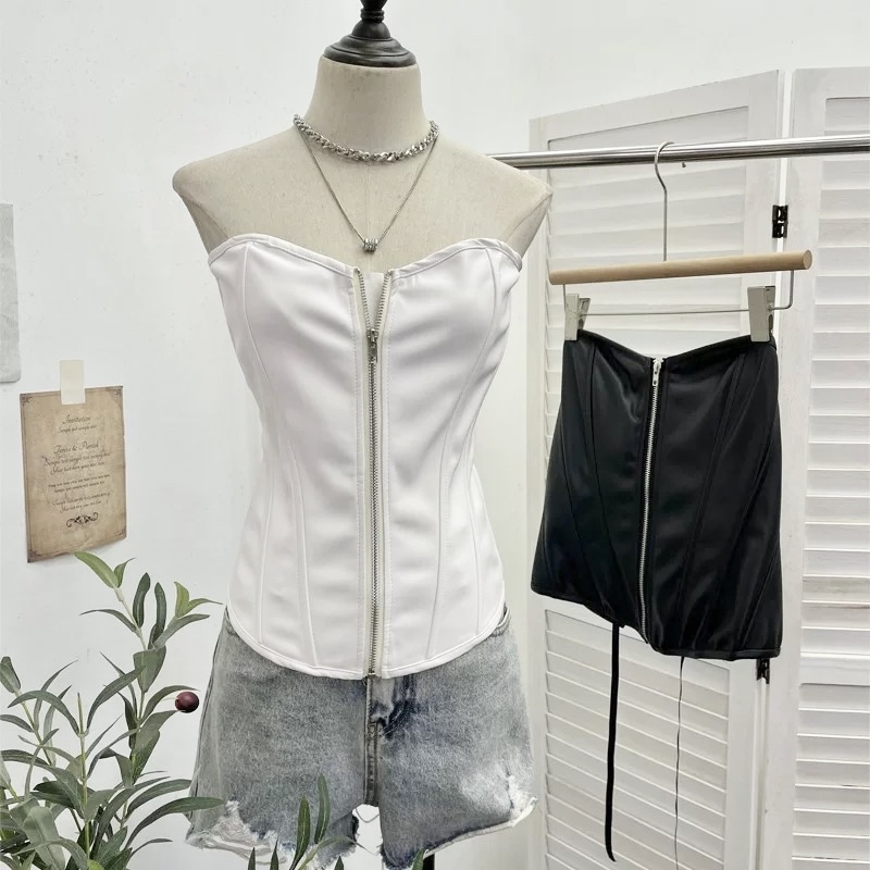 TP472后背绑带软皮上衣