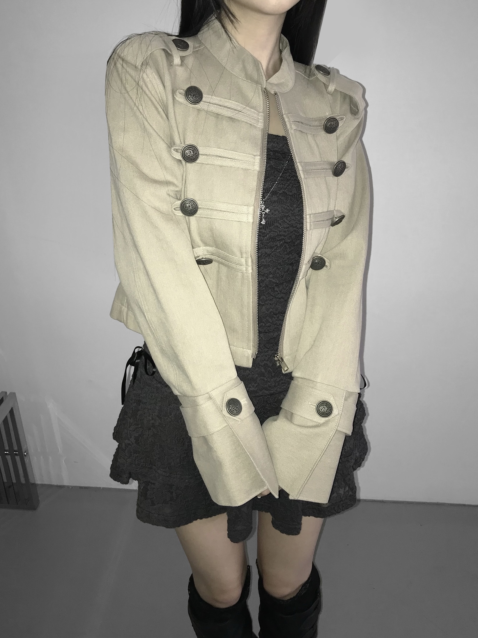 Vintage Zip Front Cropped Jacket