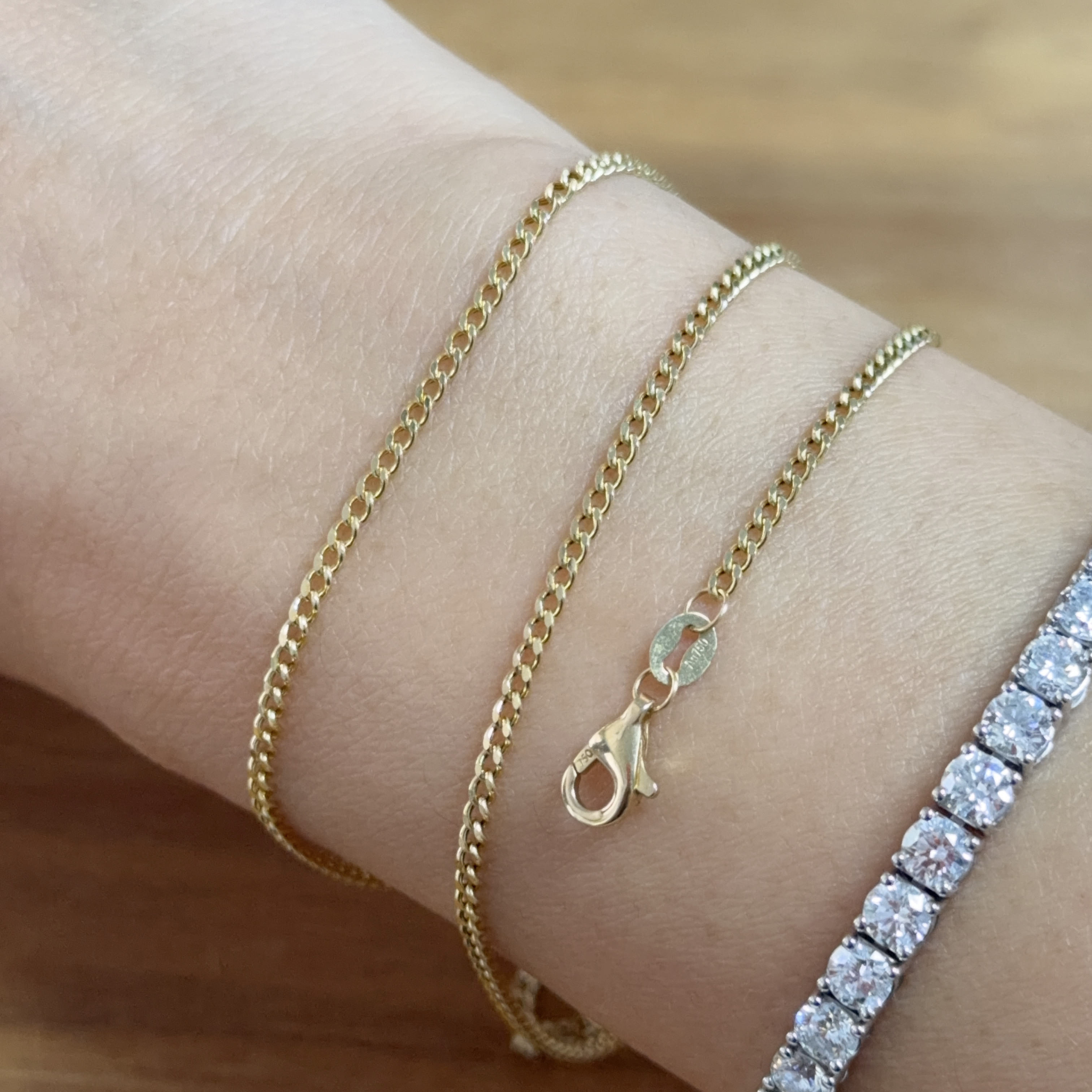 （AU750）18K黃金古巴項鏈（50cm）