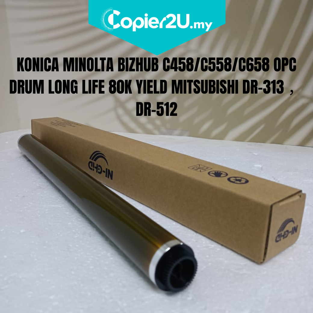 KONICA MINOLTA BIZHUB C258/458/C558/C658 OPC DRUM LONG LIFE 80K YIELD MITSUBISHI DR-313, DR-512