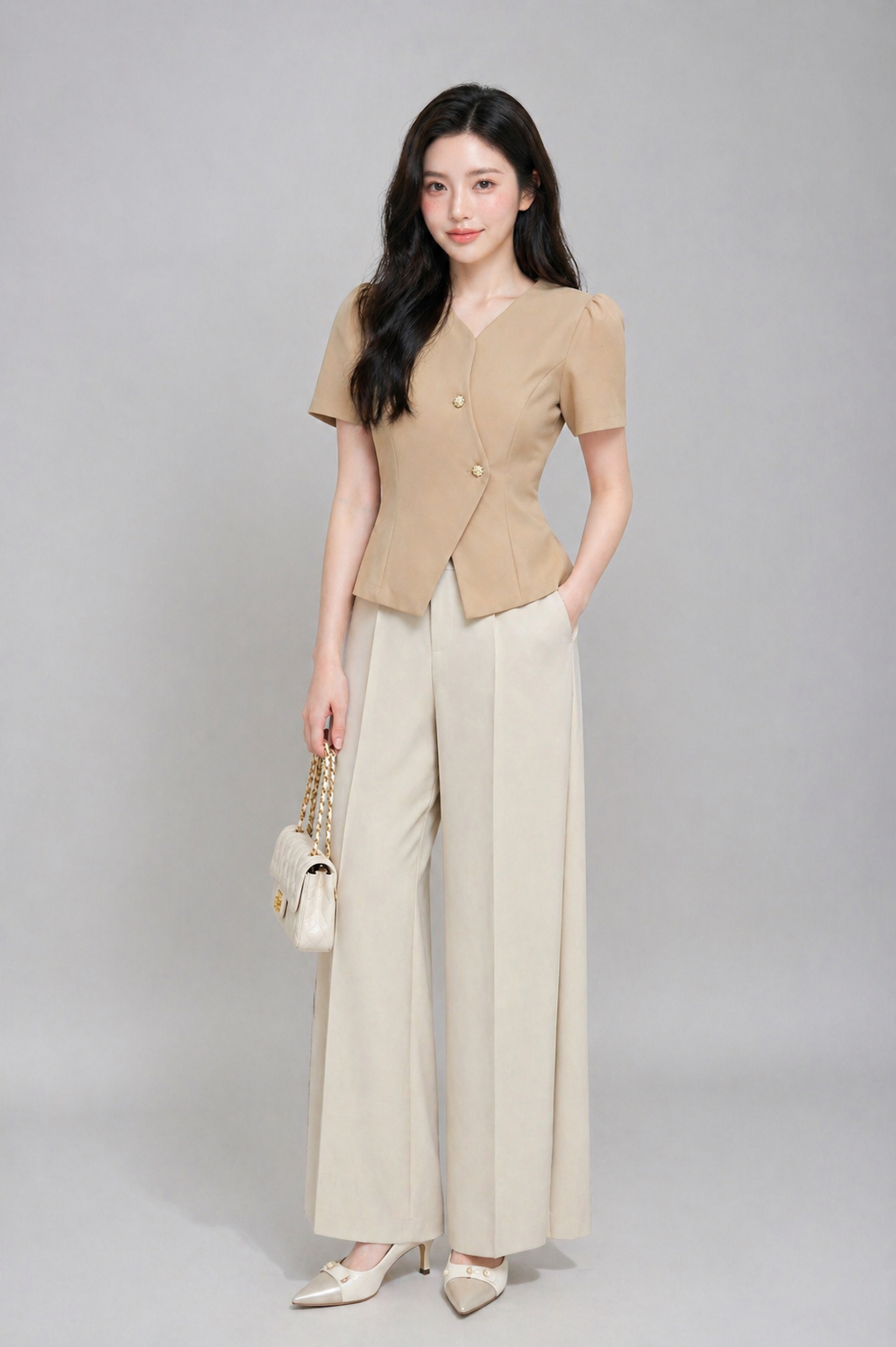 308111 Soft Sculpt Button Blouse