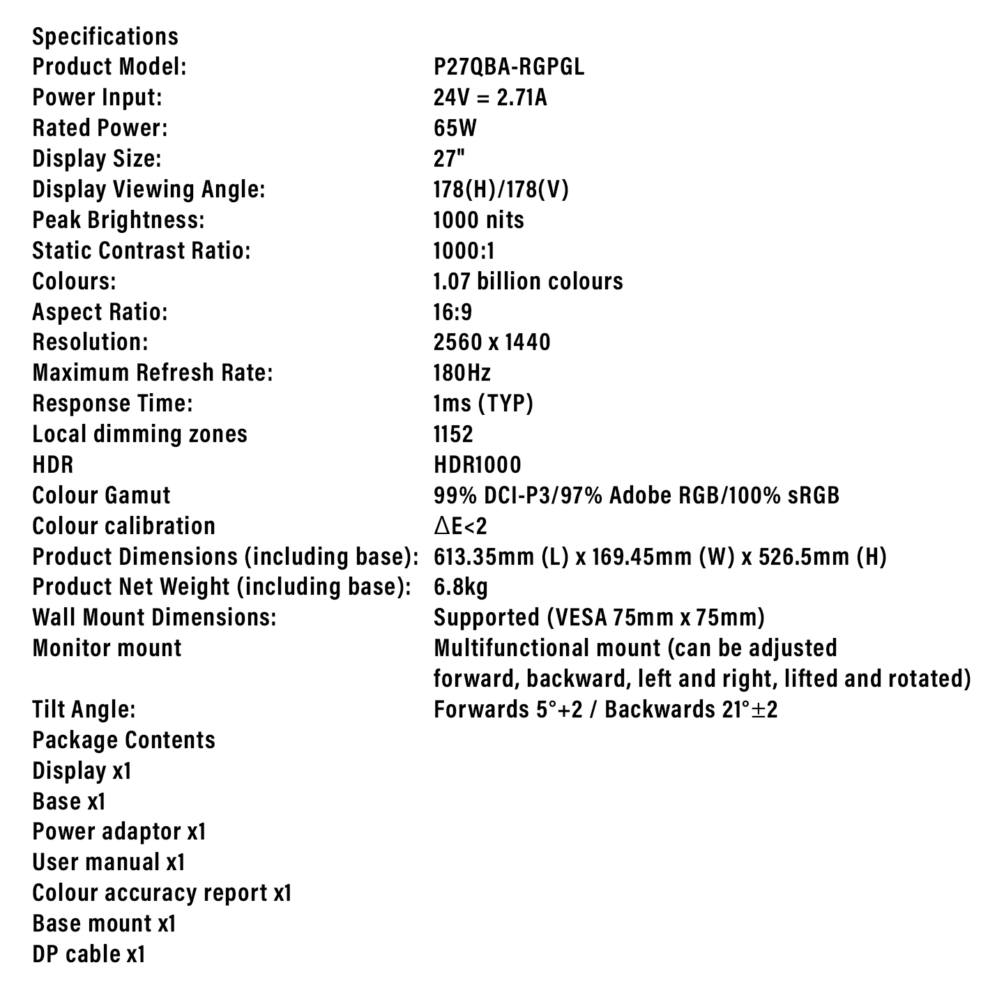 Xiaomi 27" G Pro 27i Mini LED Gaming Monitor 180Hz (ELA5587UK)