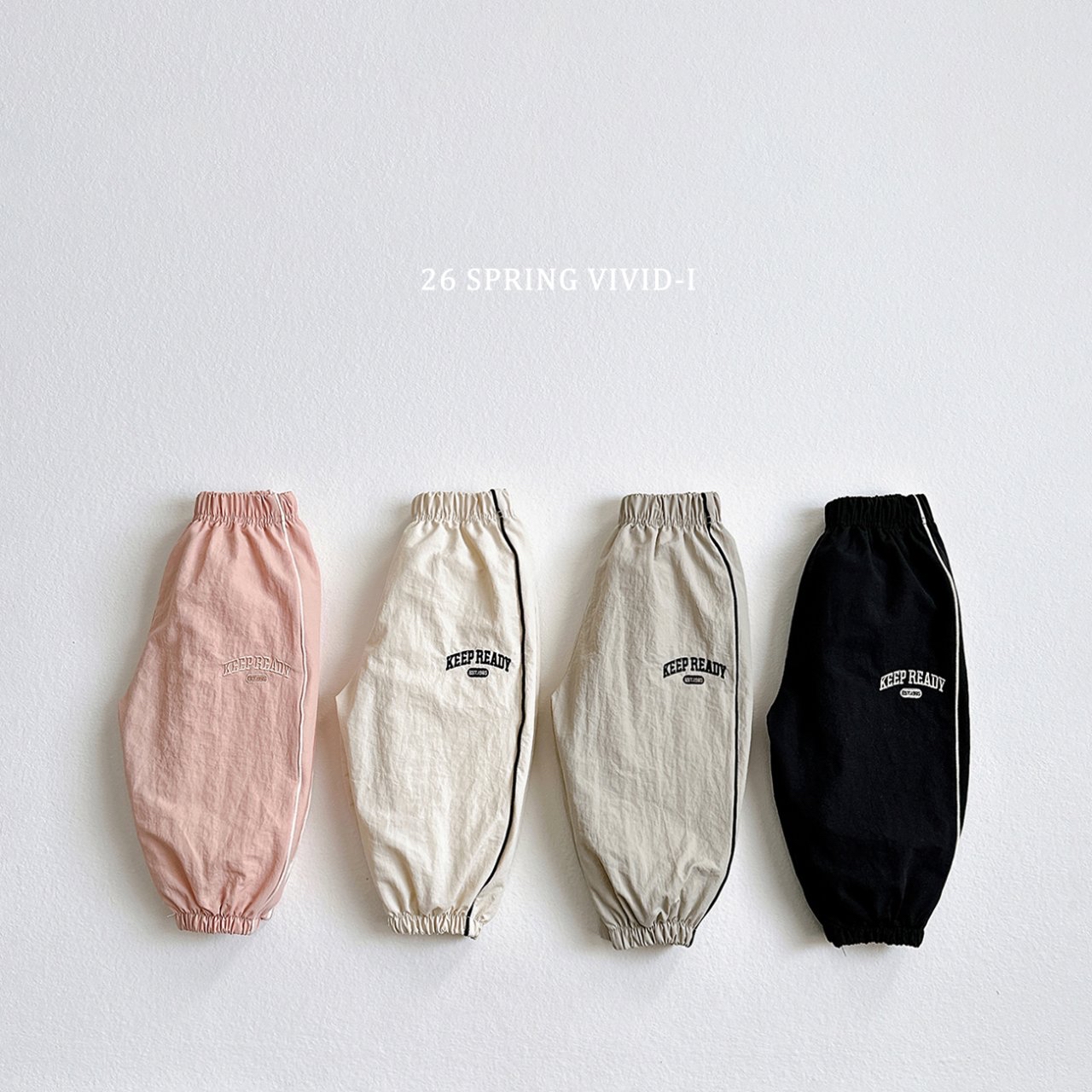 🌸預訂 韓國直送🌸🇰🇷VIVIDI四色棒球風字母刺繡寬鬆輕薄束腳褲