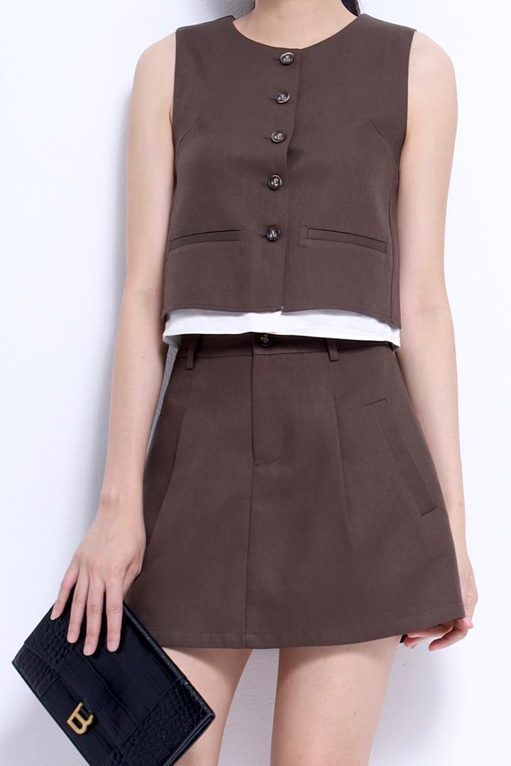 CB2778 + CS1438 Button Front Vest & Mini Skort Set