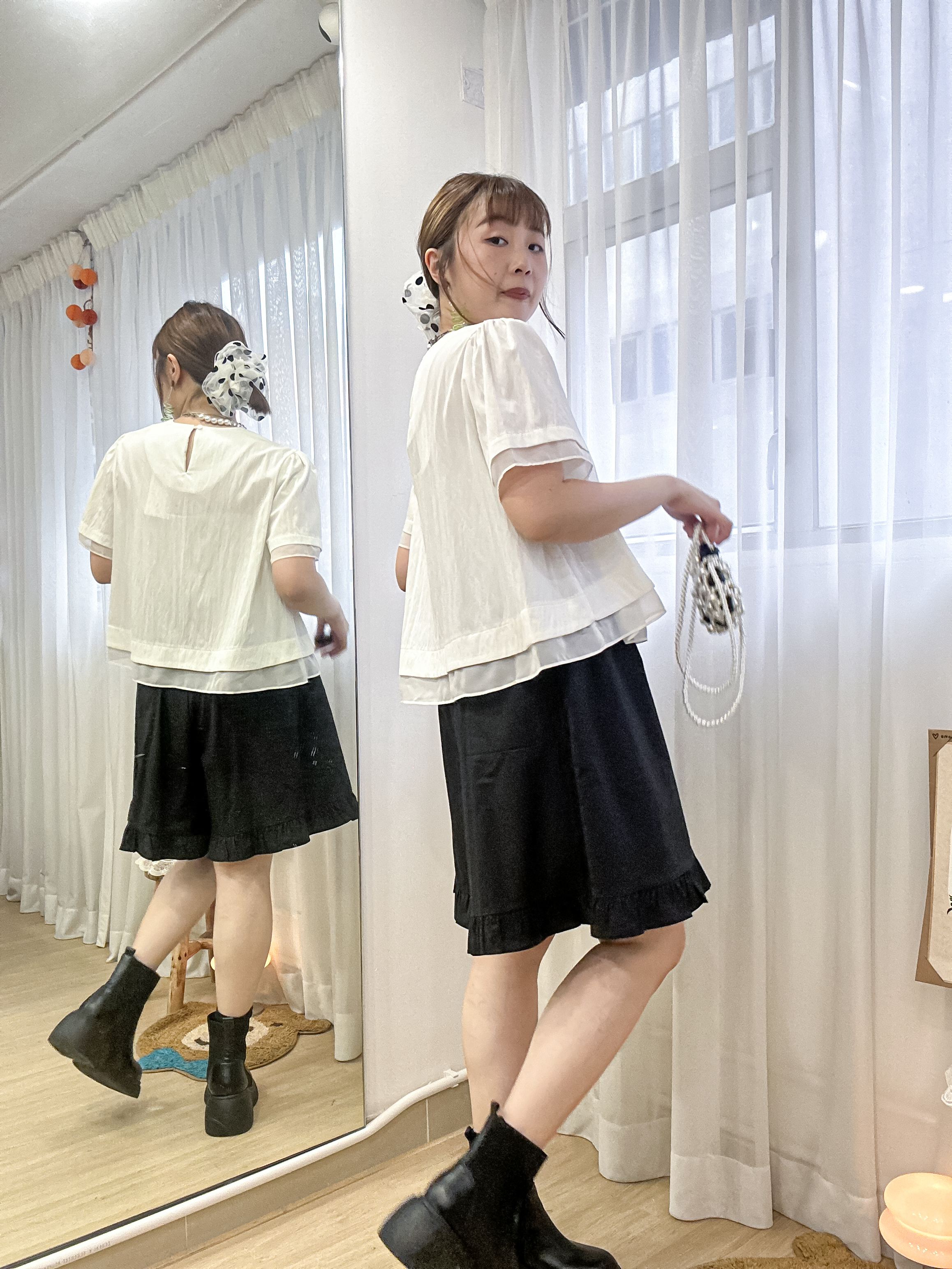 簡約知性美～層次拼接傘型襯衫 LF0001 - 白色 White
