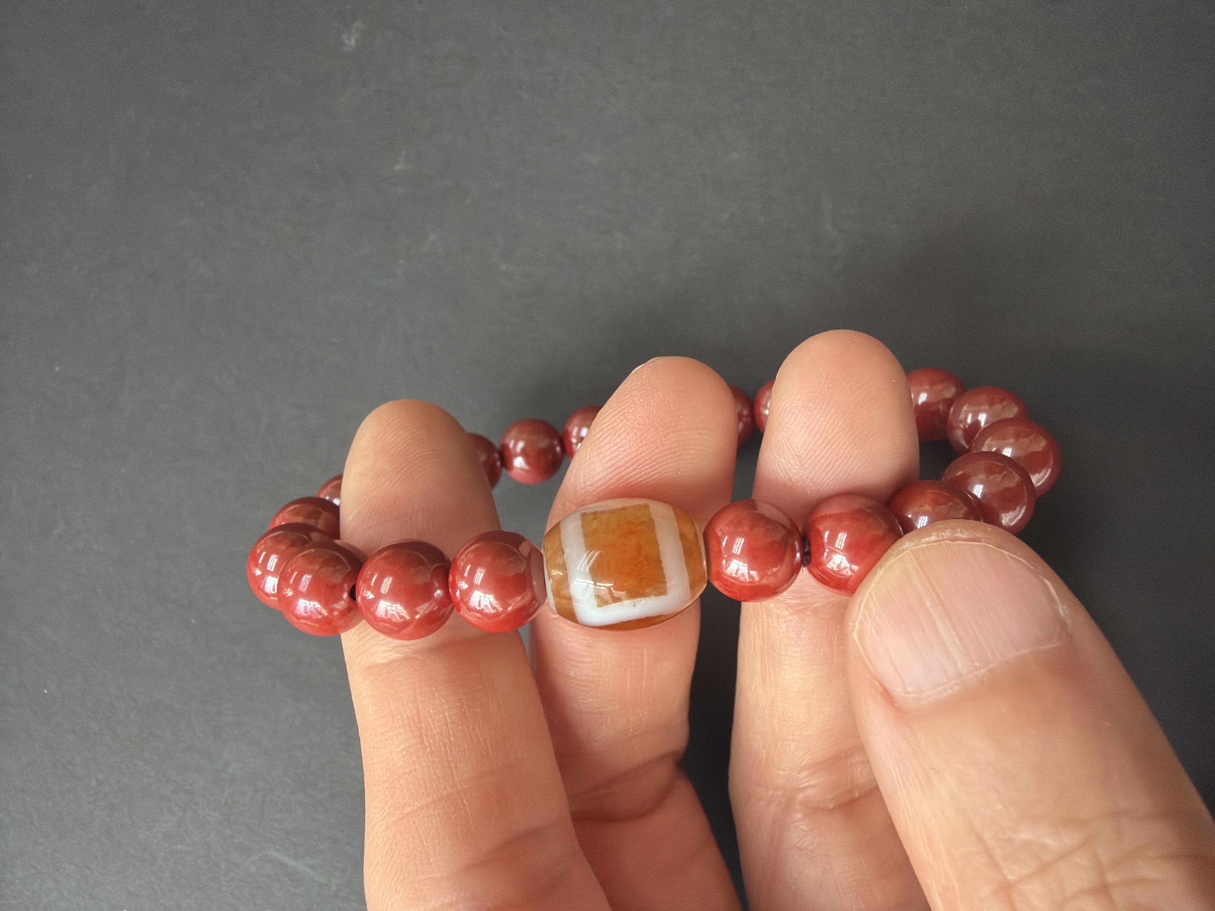 8mm 紫金朱砂手串，#8配天地天珠（兩天大法會壇城加持）