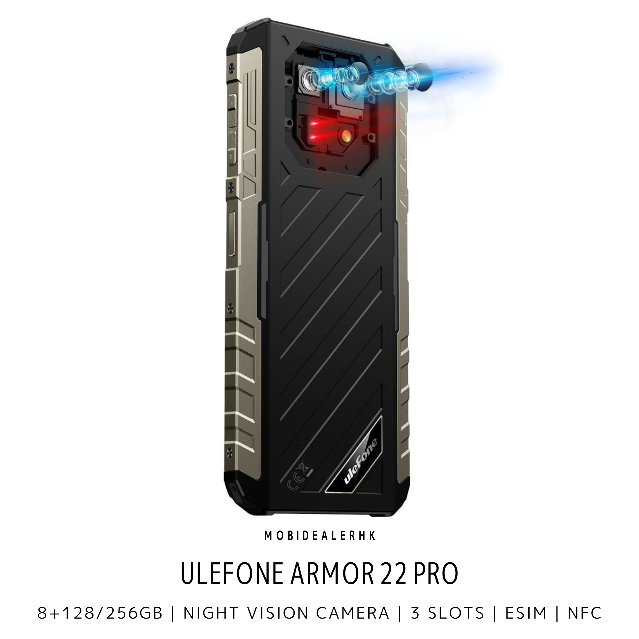 Ulefone Armor 22 Pro | 歐樂風 Armor 22 Pro | 4G | 三防手機 | 8+128/256Gb | 夜視鏡 | 3咭槽 | eSIM | NFC