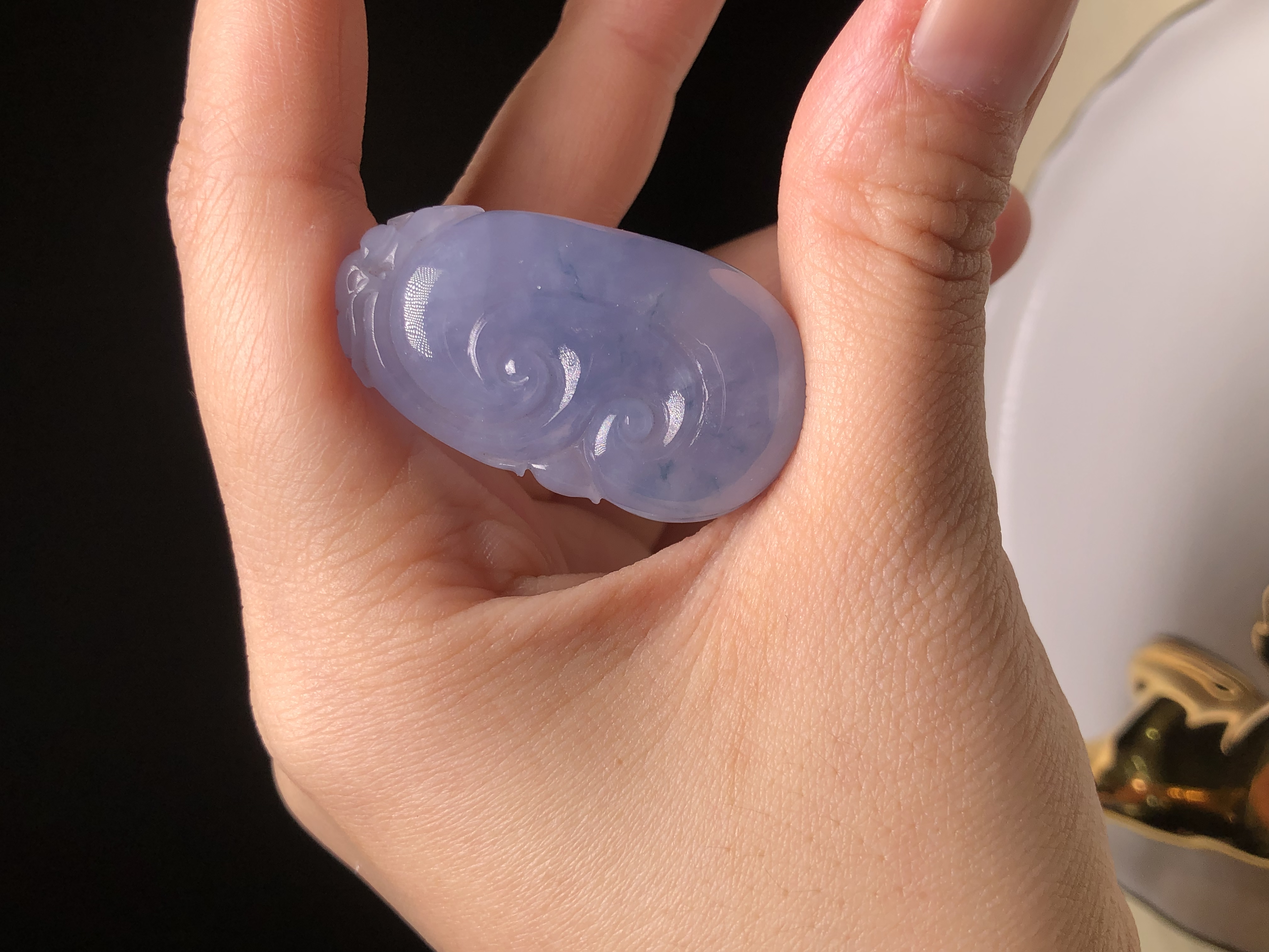 冰種茄紫飄花如意 B08352