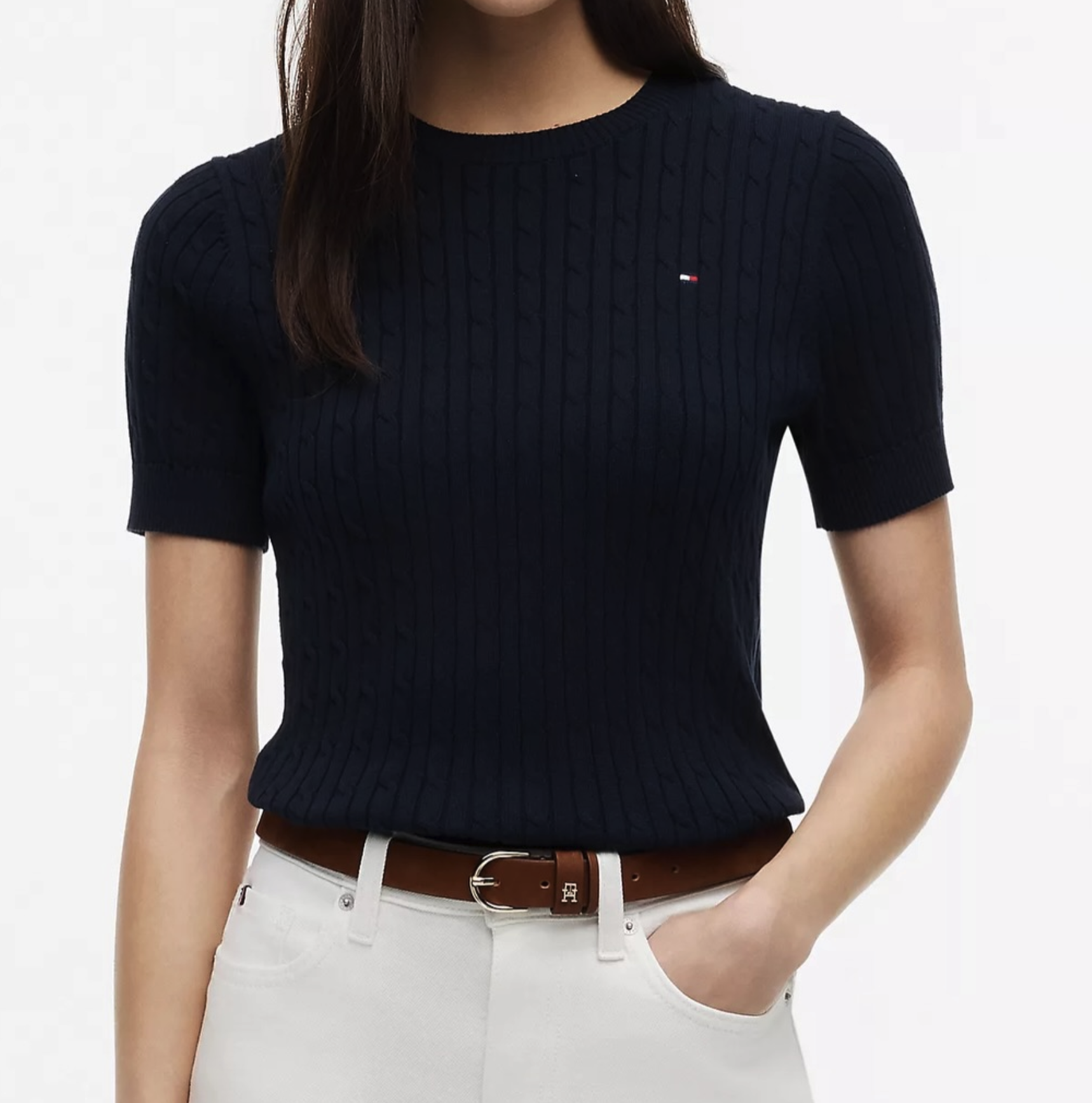 Tommy Hilfiger Short-Sleeve Cable Knit Sweater