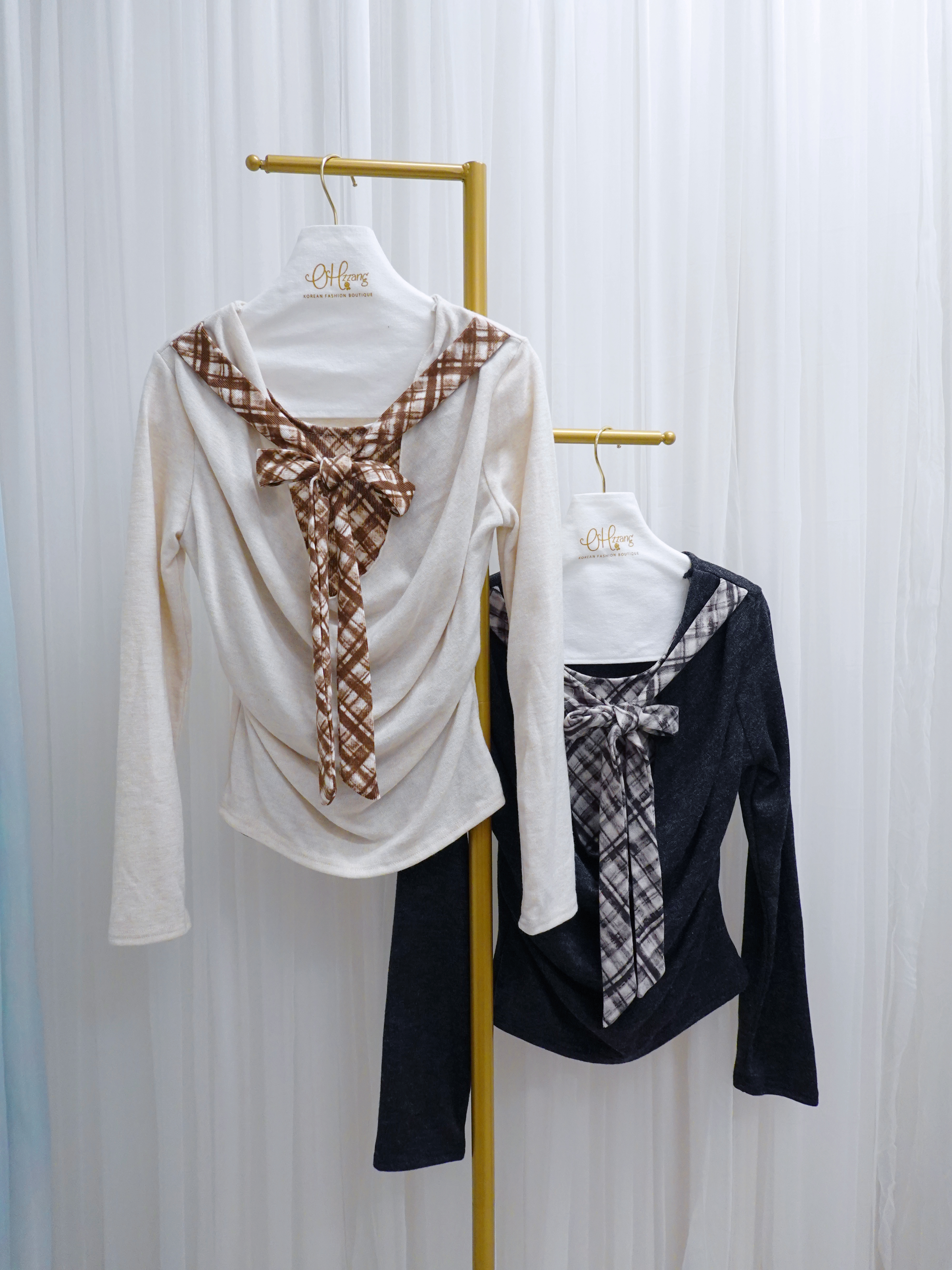 TOP04_09  不規則隨性拼格仔TOP (2色)