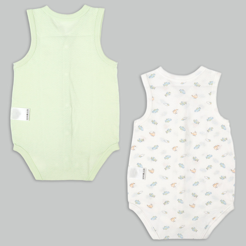 🇯🇵預訂 日本直送🇯🇵天空飛機印花純棉網眼前開式無袖背心包屁衣兩件套