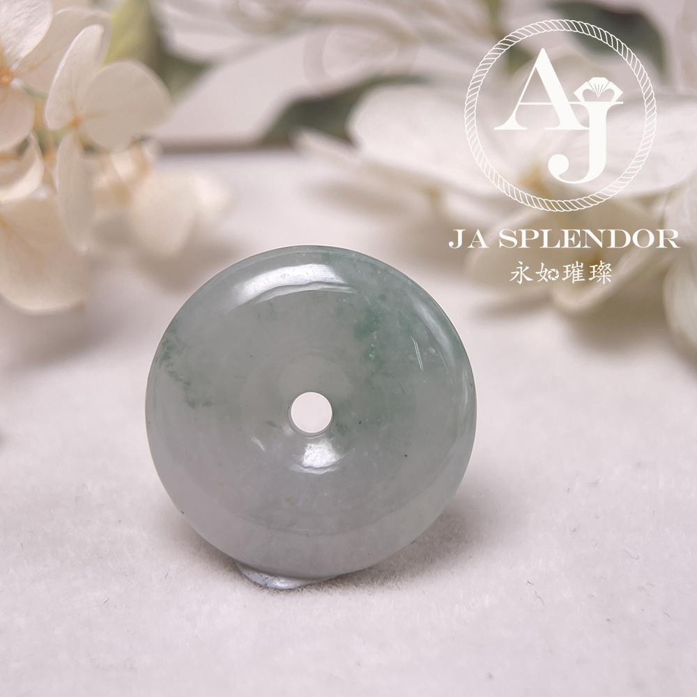 JN-175 天然翡翠A玉 冰潤飄綠平安扣