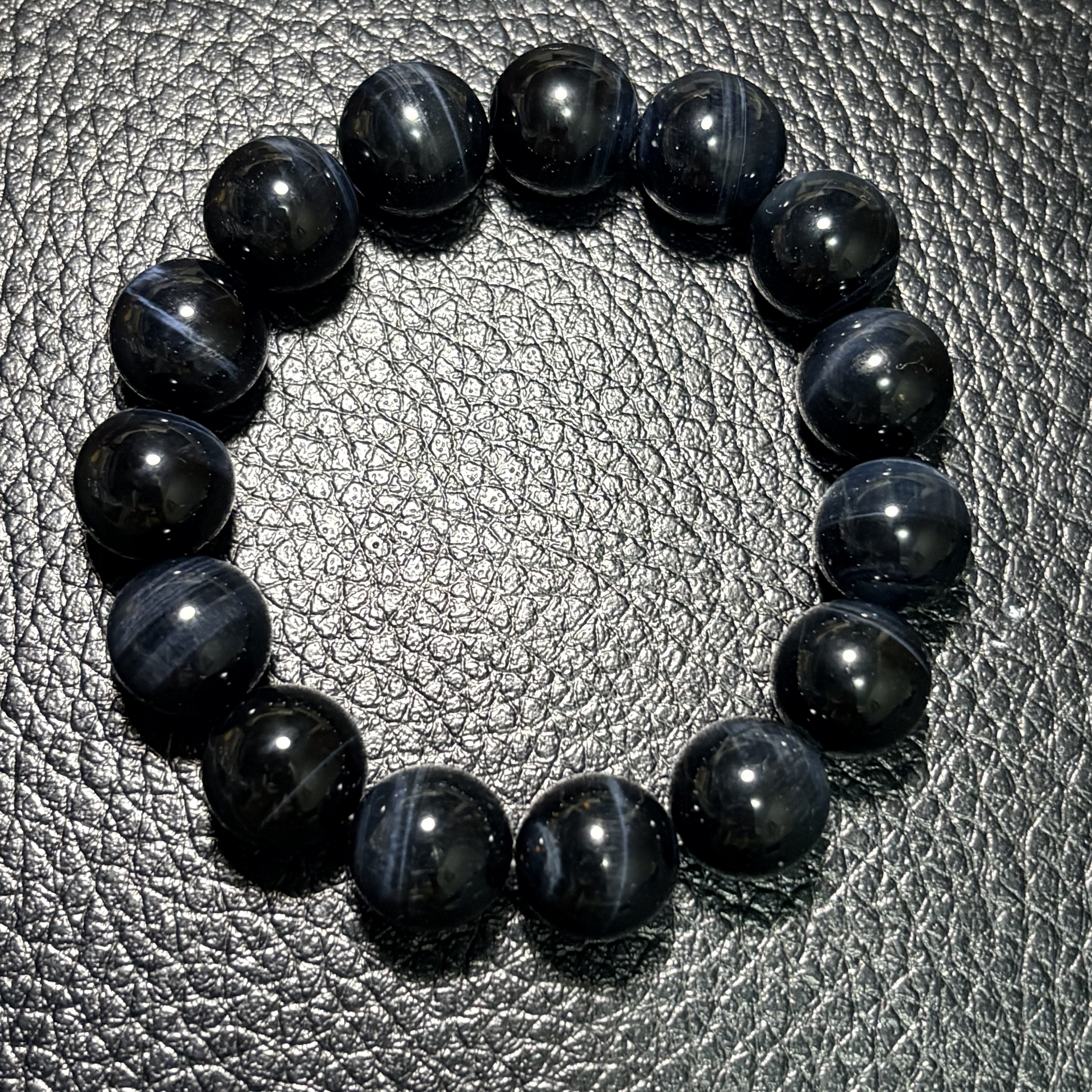 14.5 mm藍虎眼石手串No. 3570 ｜規格：14.5 mm珠17cm手圍