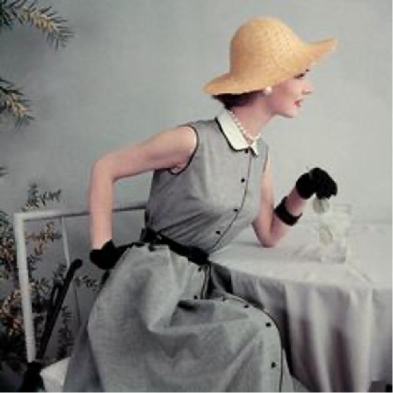 (Last Vest S)1950s Vogue Lady Half Way Button Up Dress -Vest(FM178)