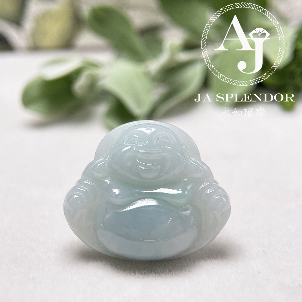 JN-1031 天然翡翠A玉 晴綠大肚笑佛吊墜