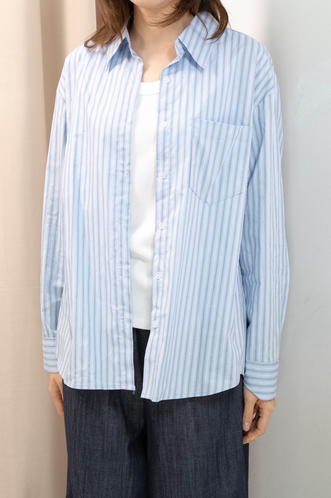 直間紋Smart causal 襯衫（藍啡間）
