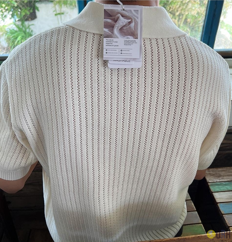 【100%保證韓國直送】Washable Linen Blend輕透鏤空翻領短袖針織Polo 👕 [6 color] RG165911