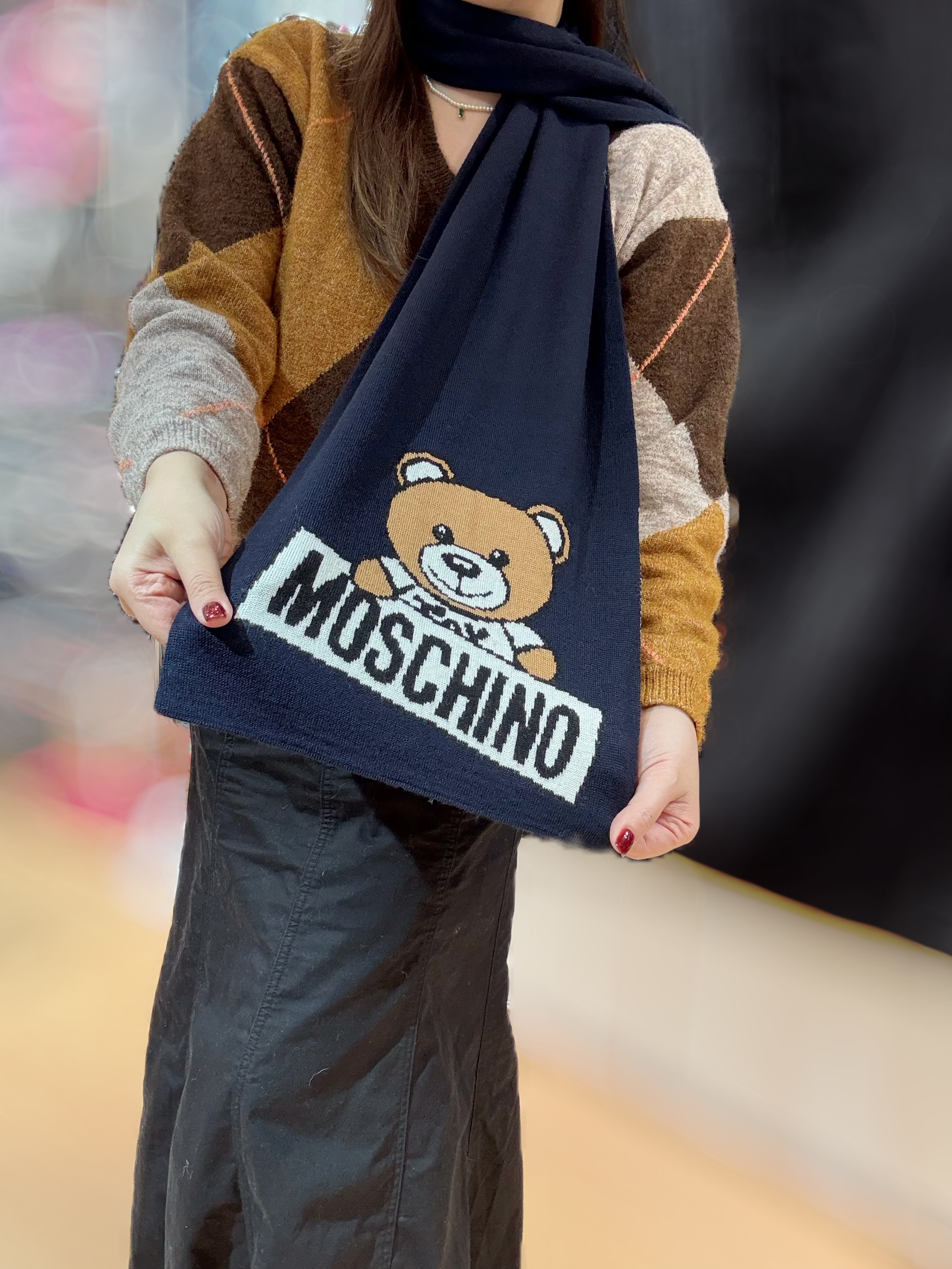 Moschino scarf Bear/navy