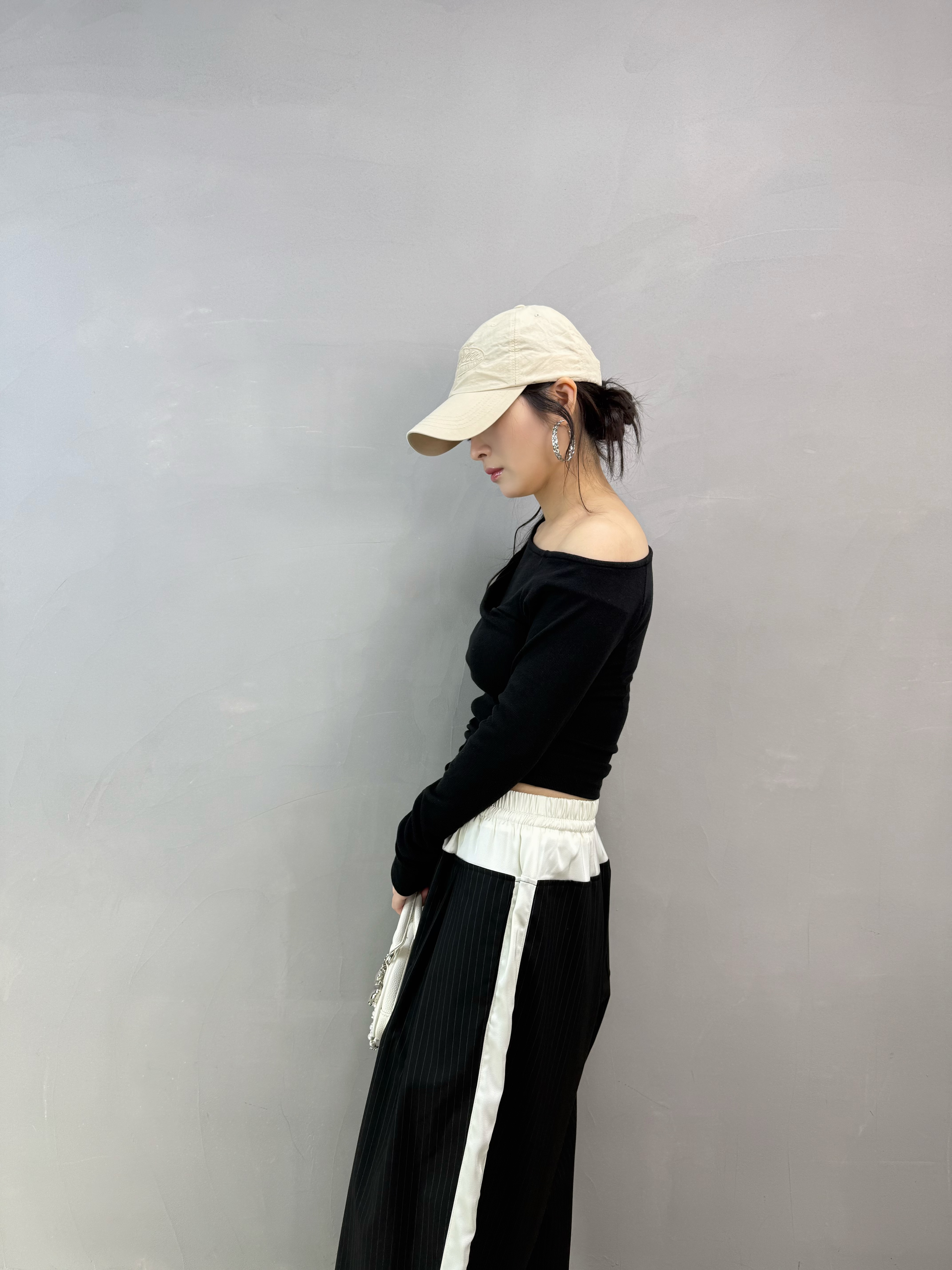 C11 假兩件單邊露膊Tee