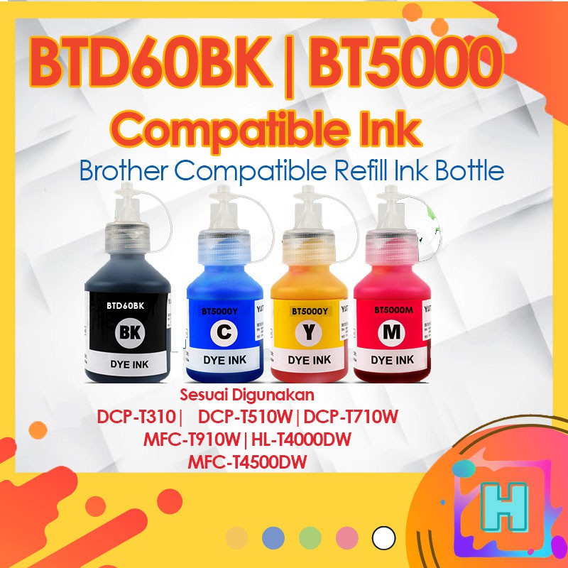 🔥Compatible Brother Refill Ink Bottle BTD60BK BT5000  🔥 For dcp-t310 dcp-t510W dcp-t710DW HL-T4000dw MFC-T4500DW BTD 60