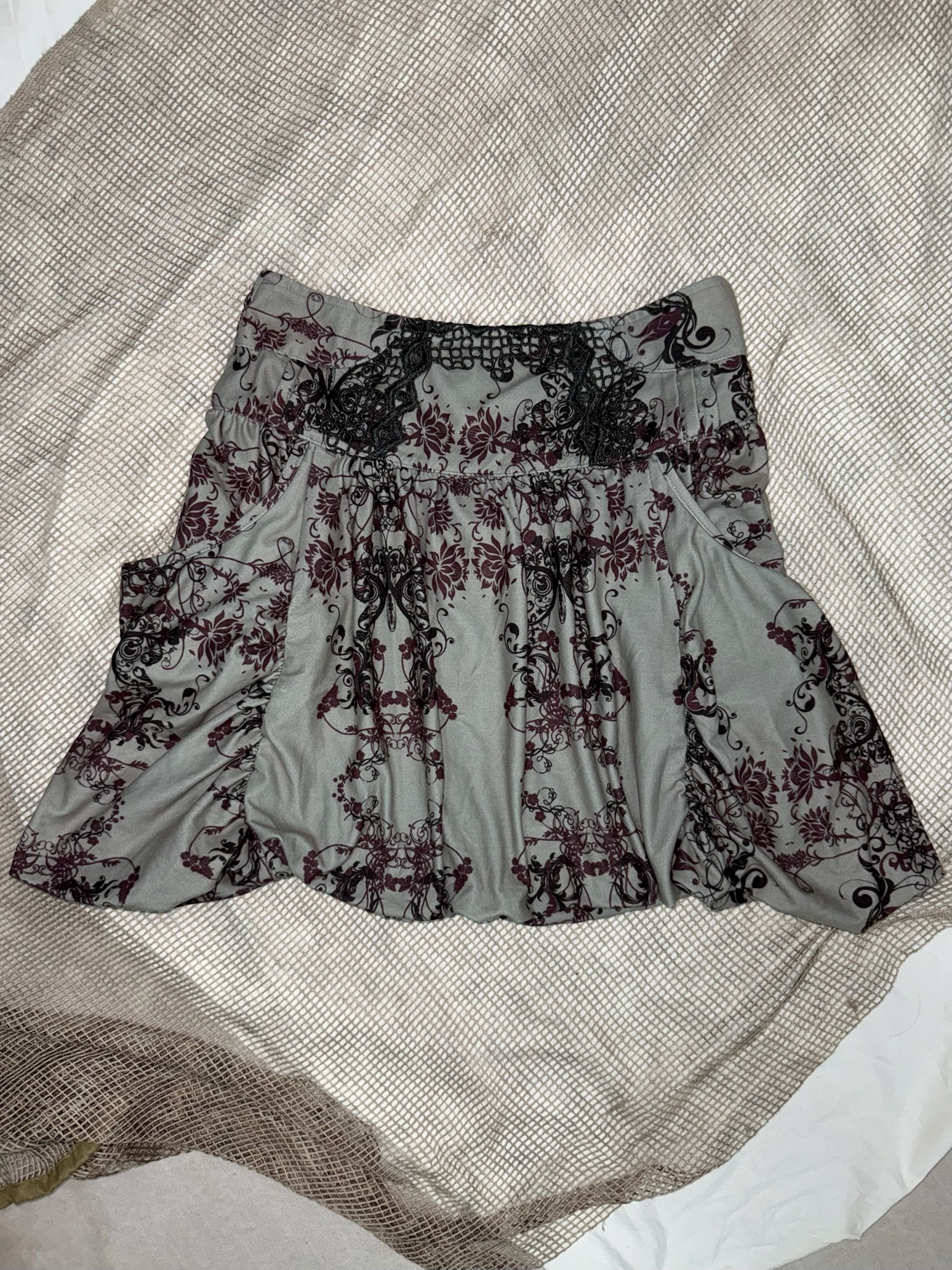 Dark Fairycore Grunge Flared Mini Skirt