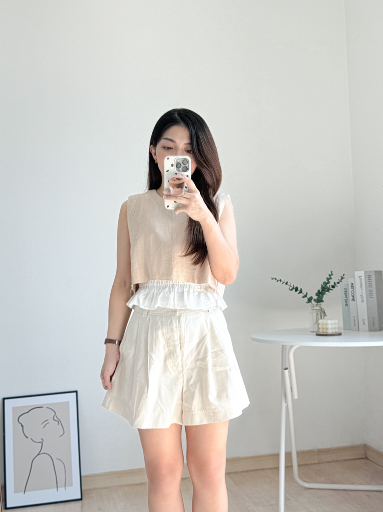 Mona Chill Cotton Linen Top 韩系假两件个性流苏棉麻上衣 (4 colours )