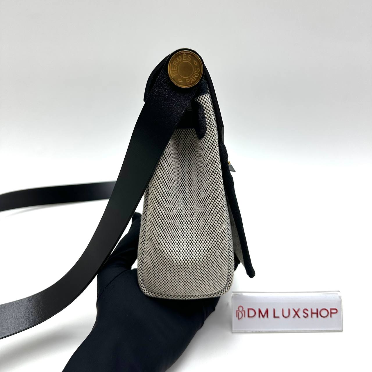 Hermes Canvas Black Mini Herbag 20 GHW (Stamp W, Y: 2024)