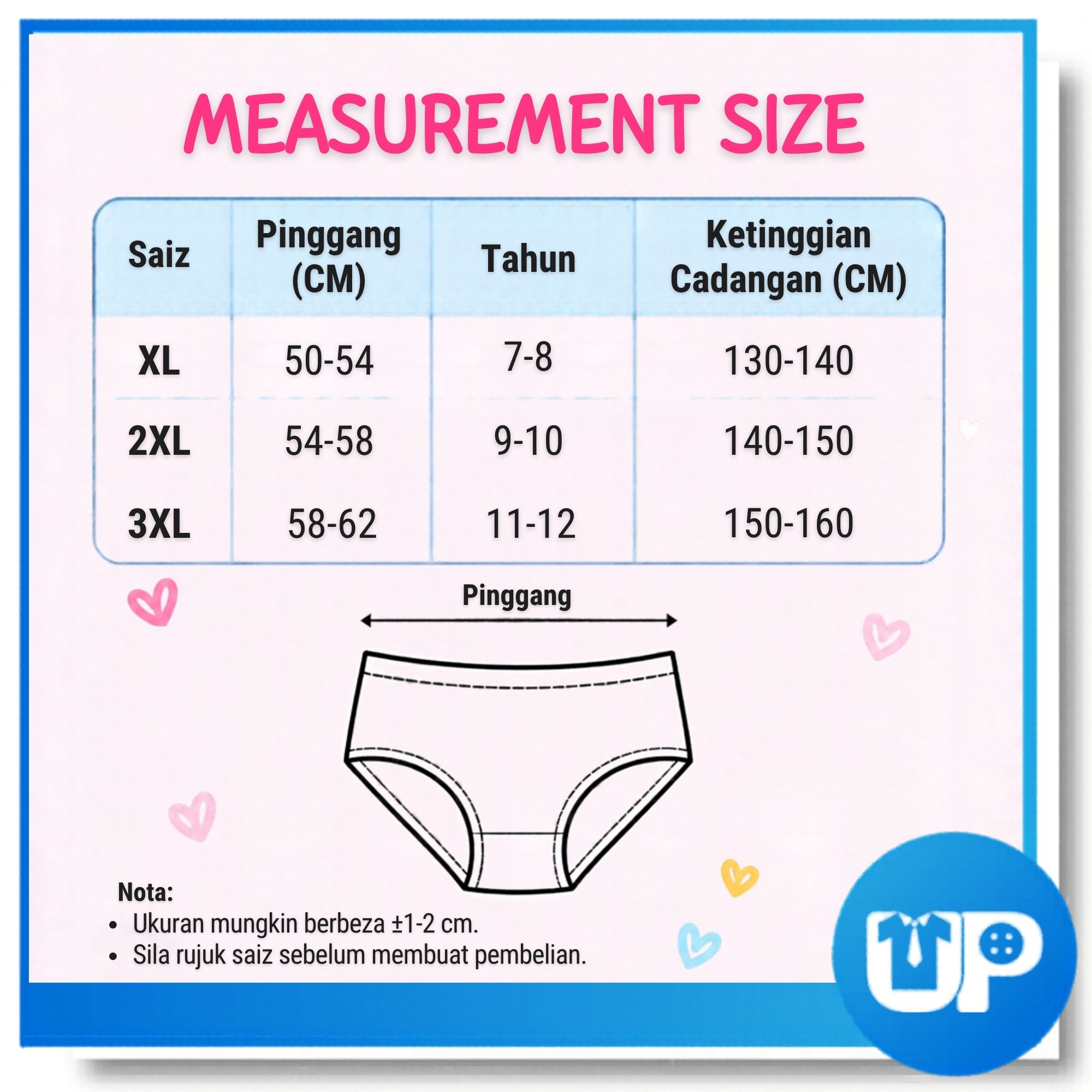 Girl Cartoon Panties 2in1 Set Cotton Random Mix Color Underwear Briefs Kids Seluar Dalam Kanak-Kanak