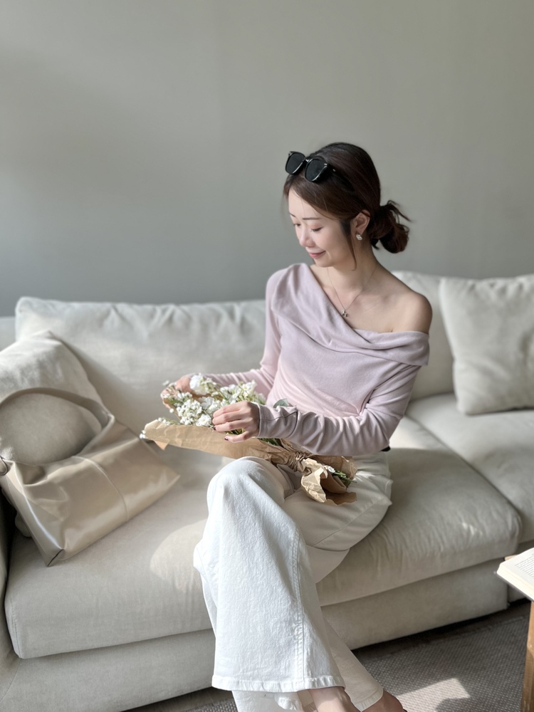 Muse Off Shoulder Drape Top (Dusty Pink)