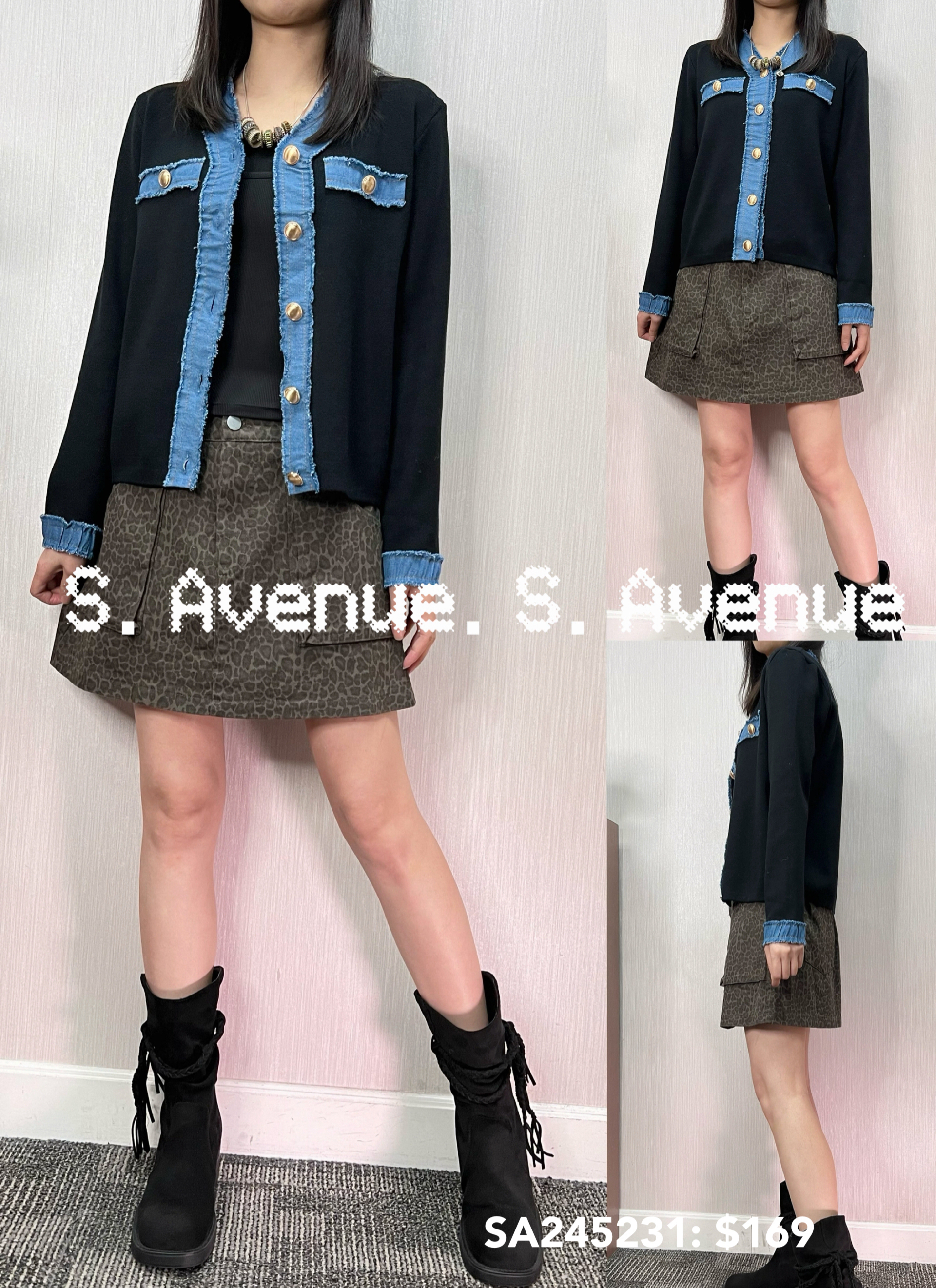 SA245231: 長袖牛仔邊有鈕雙著外套