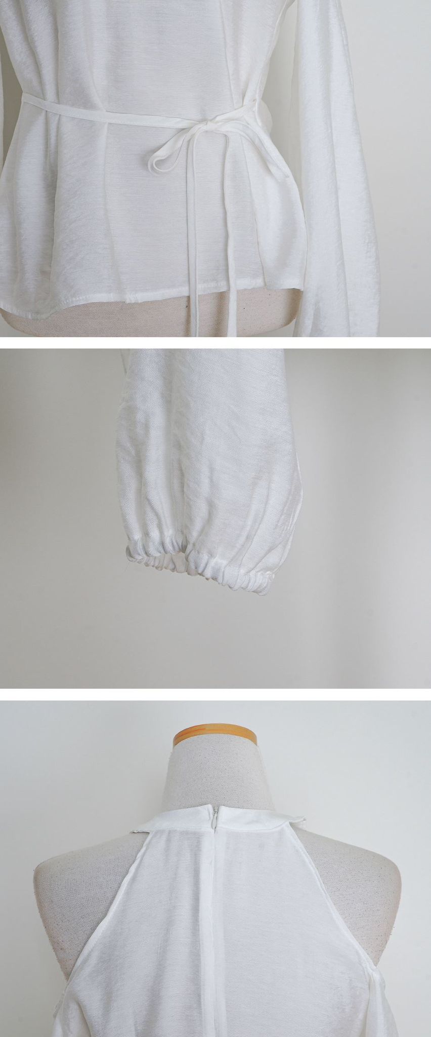 【溫柔氣質】圓領露膊修腰雪紡上衣