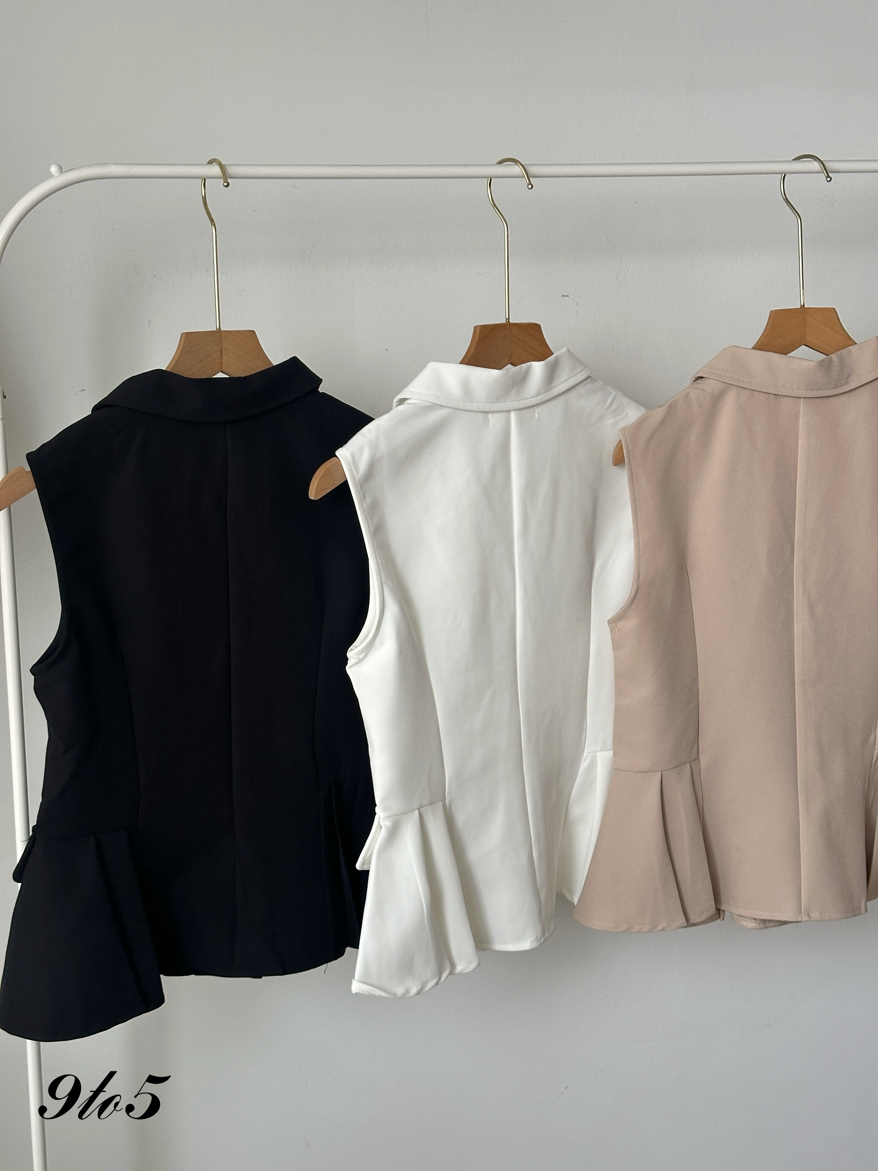 T4207 Ribbon Button Blazer Vest - 3 Colors 