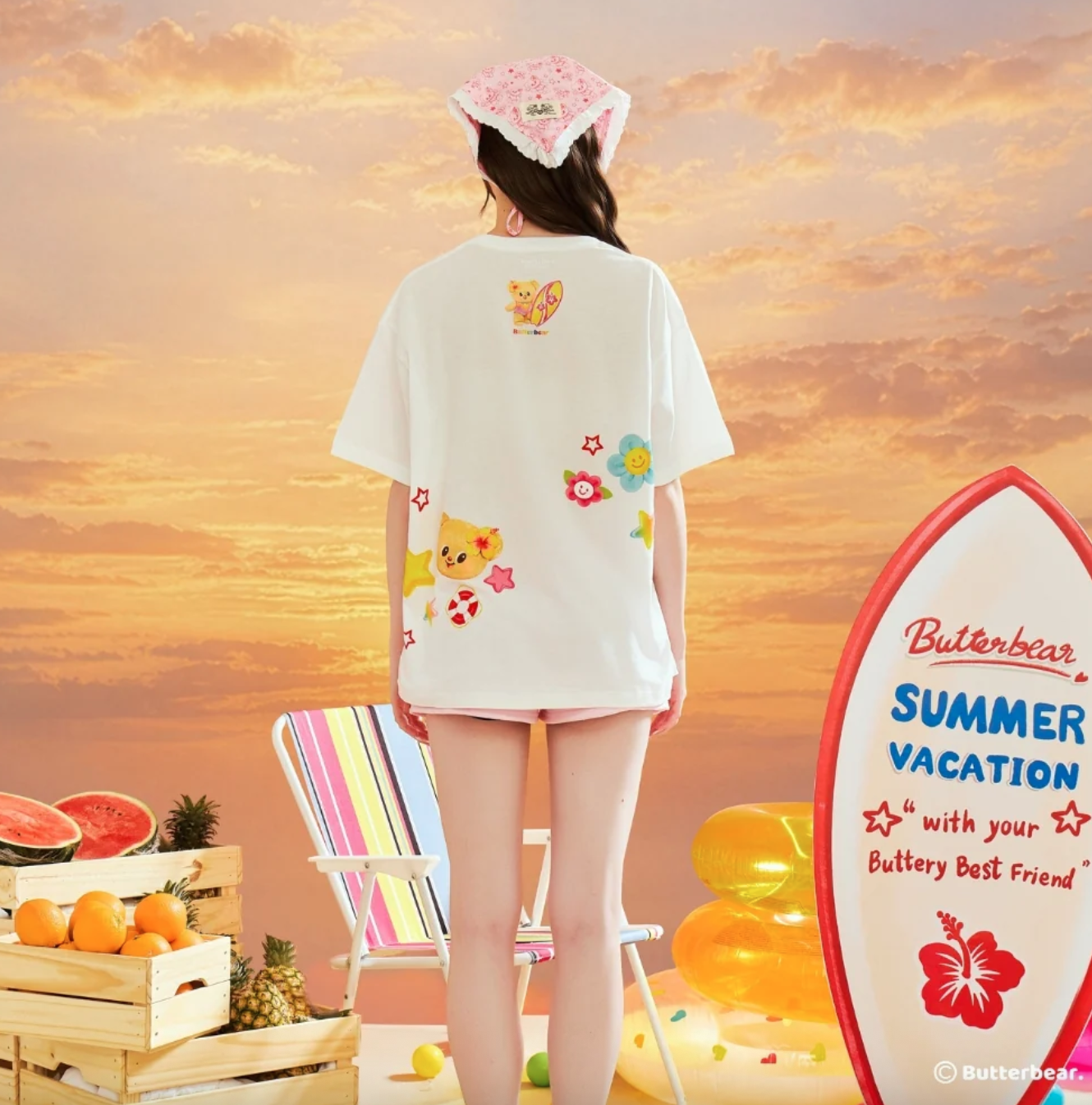 【預訂】泰國 Butter Bear 黃油小熊周邊 Summer Oversized T-Shirt
