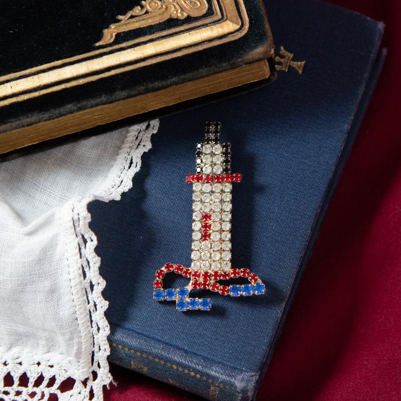 Vintage Lighthouse Rhinestone Brooch (MN324)