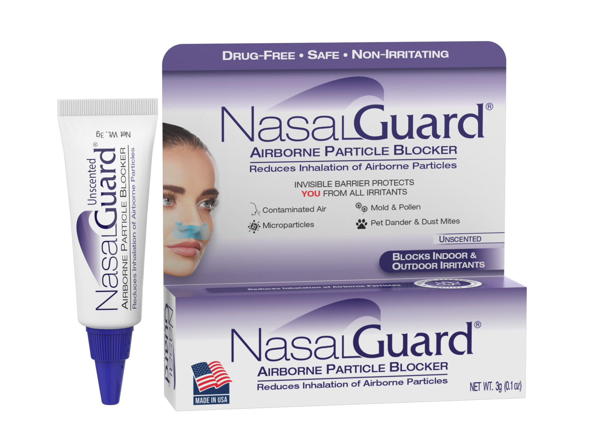 氣清衛凝膠盾(旅行装) 3g|| NasalGuard For Air Travelers, Airborne Particle Blocker | Unscented | 3g Tube