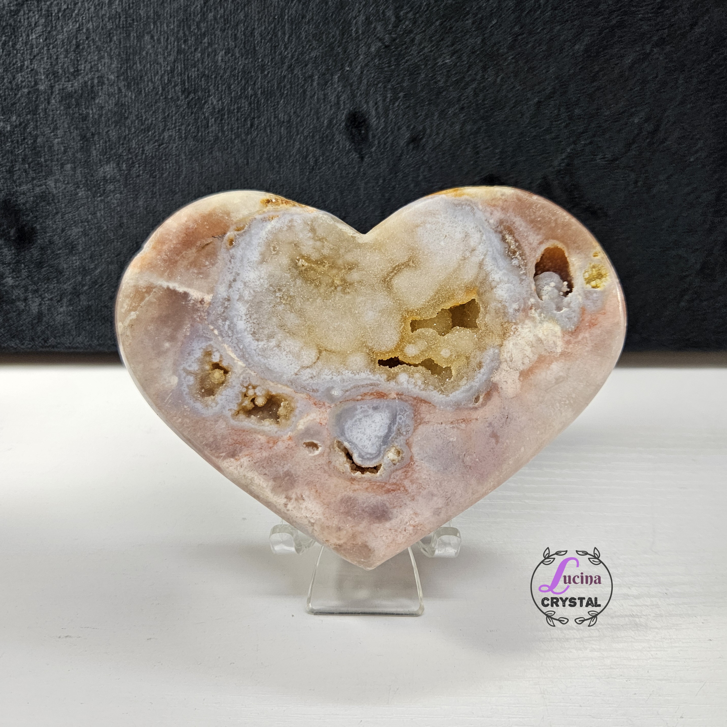 (Co#J328) 粉紫晶軟糖心/Pink Amethyst Sugar Druzy Heart