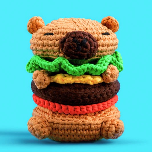 📦訂購 美國代購 Mini Crafts Chuck The Capyburger Crochet Kit DIY 漢堡水豚鉤針編織裝飾套裝 