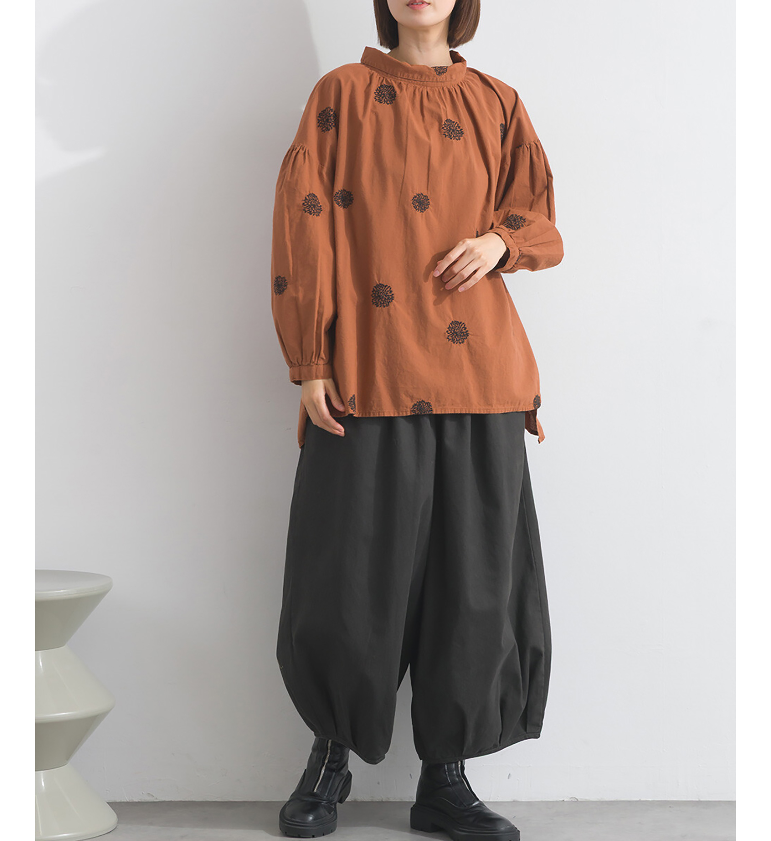 LP - 蒲公英褶皺棉襯衫 (焦糖色)